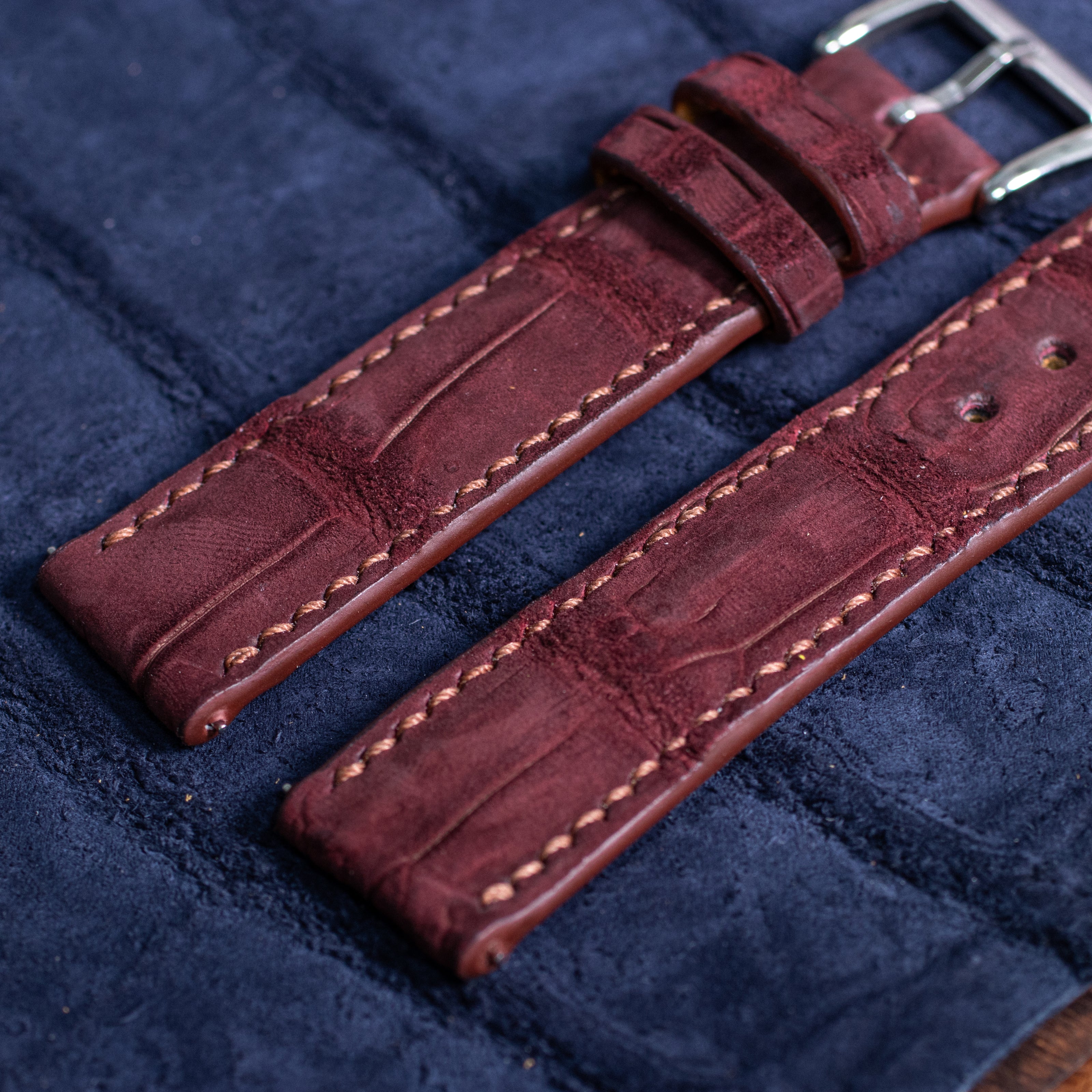 Burgundy Nubuck Alligator Strap