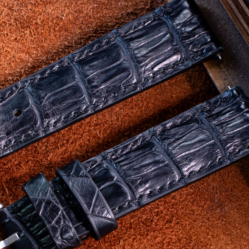 Midnight Black Alligator Leather Watch Strap
