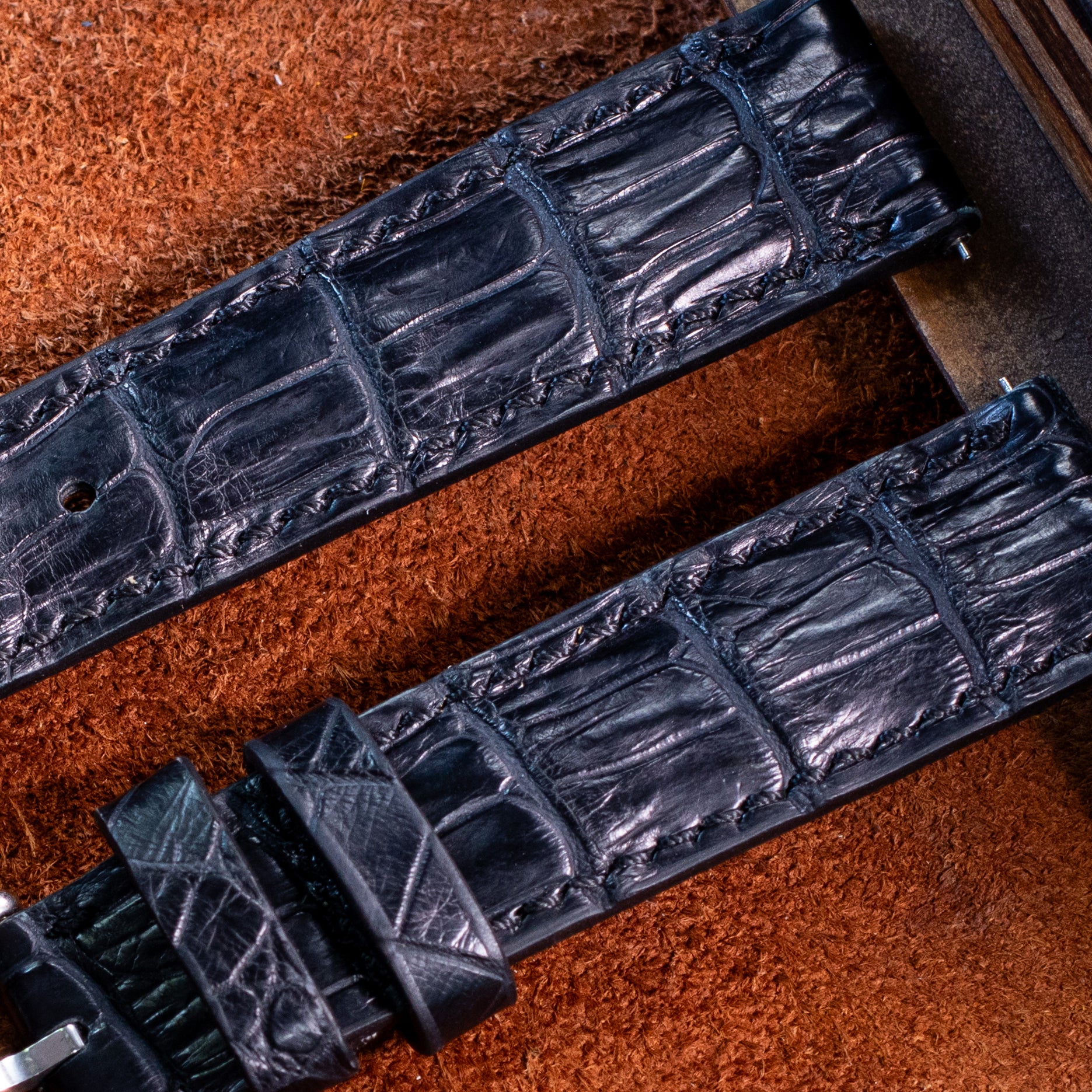 Midnight Black Alligator Leather Watch Strap