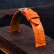 Orange Glossy Ostrich Leg Watch Strap (Scaled)