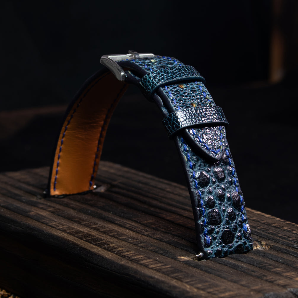 Navy Blue Toad Leather Watch Strap