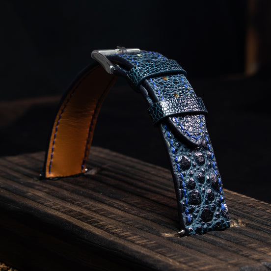 Navy Blue Toad Leather Watch Strap