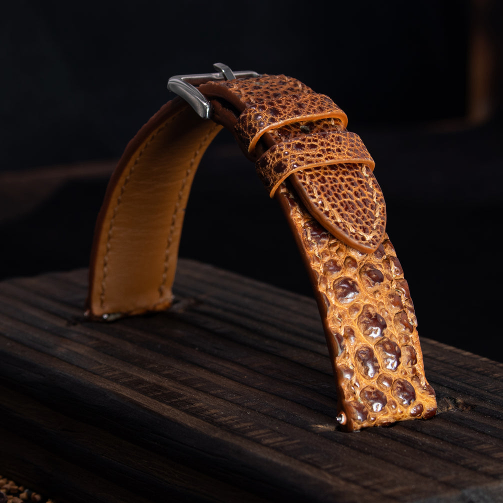 Coffe Brown Toad Leather Watch Strap
