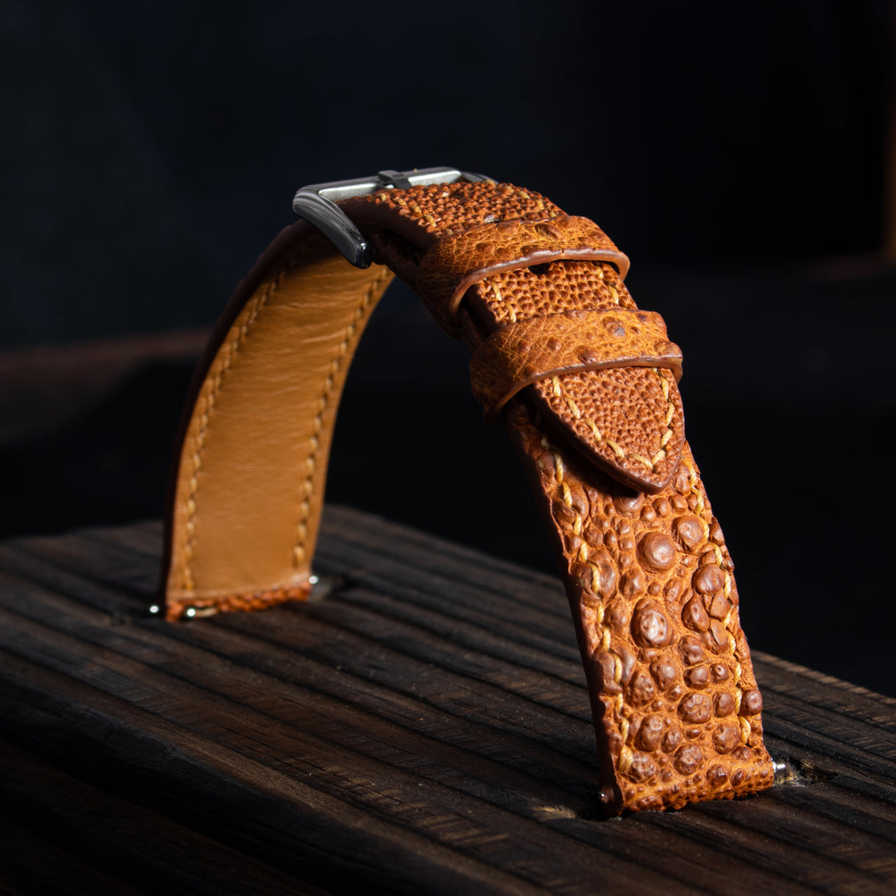 Cognac Brown Toad Leather Watch Strap