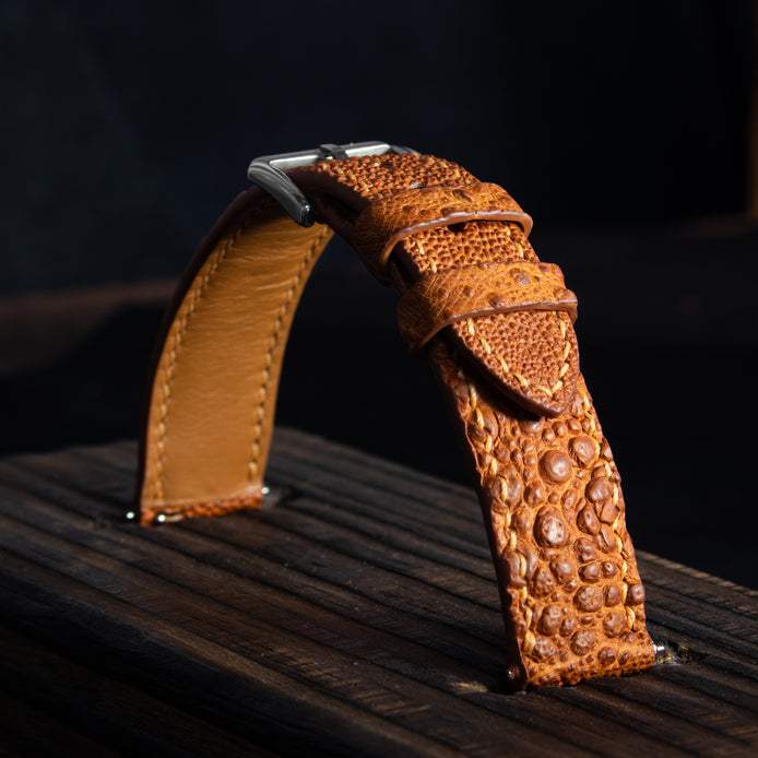 Cognac Brown Toad Leather Watch Strap