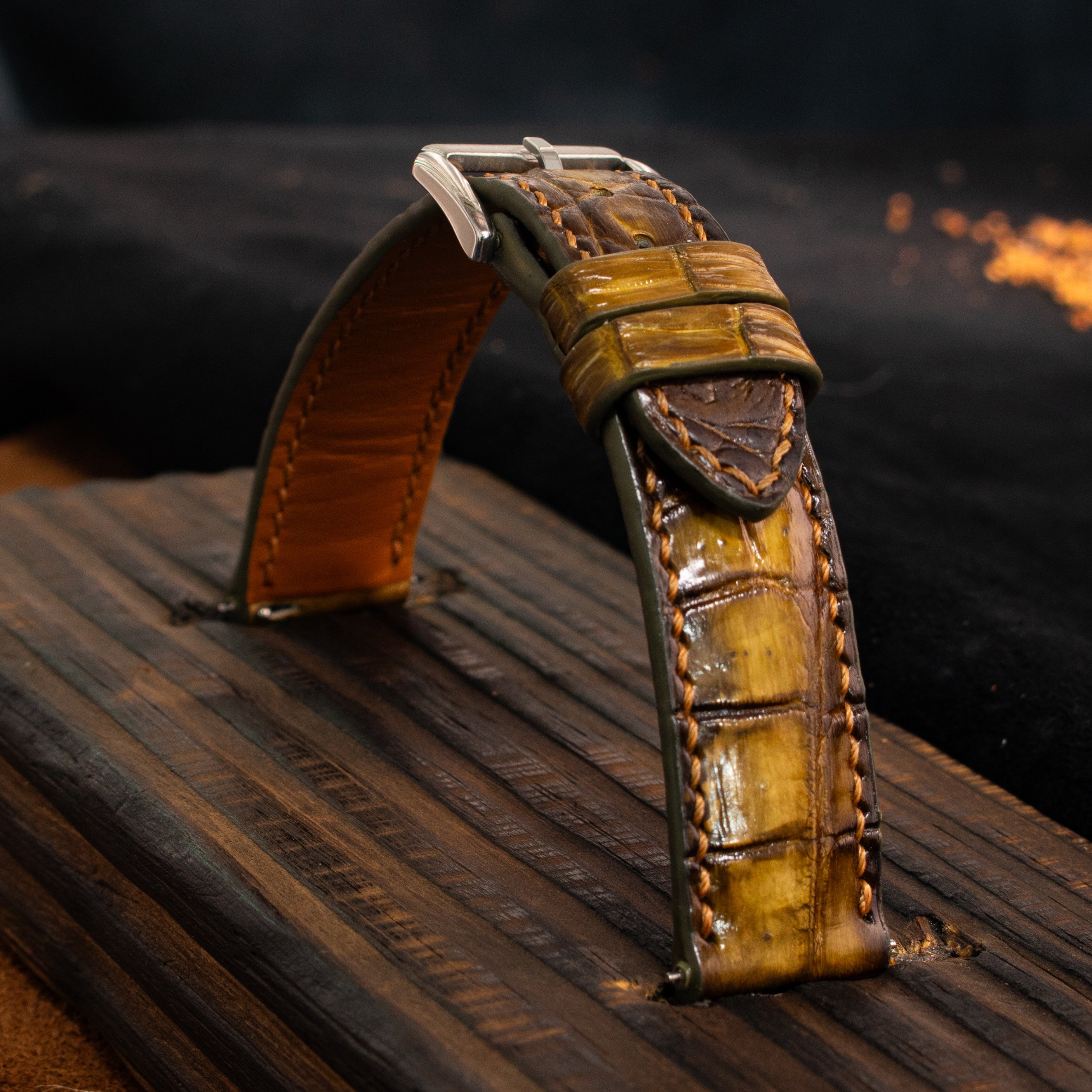 Honey Amber Patina Alligator Strap
