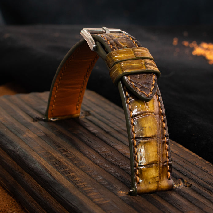 Honey Amber Patina Alligator Strap