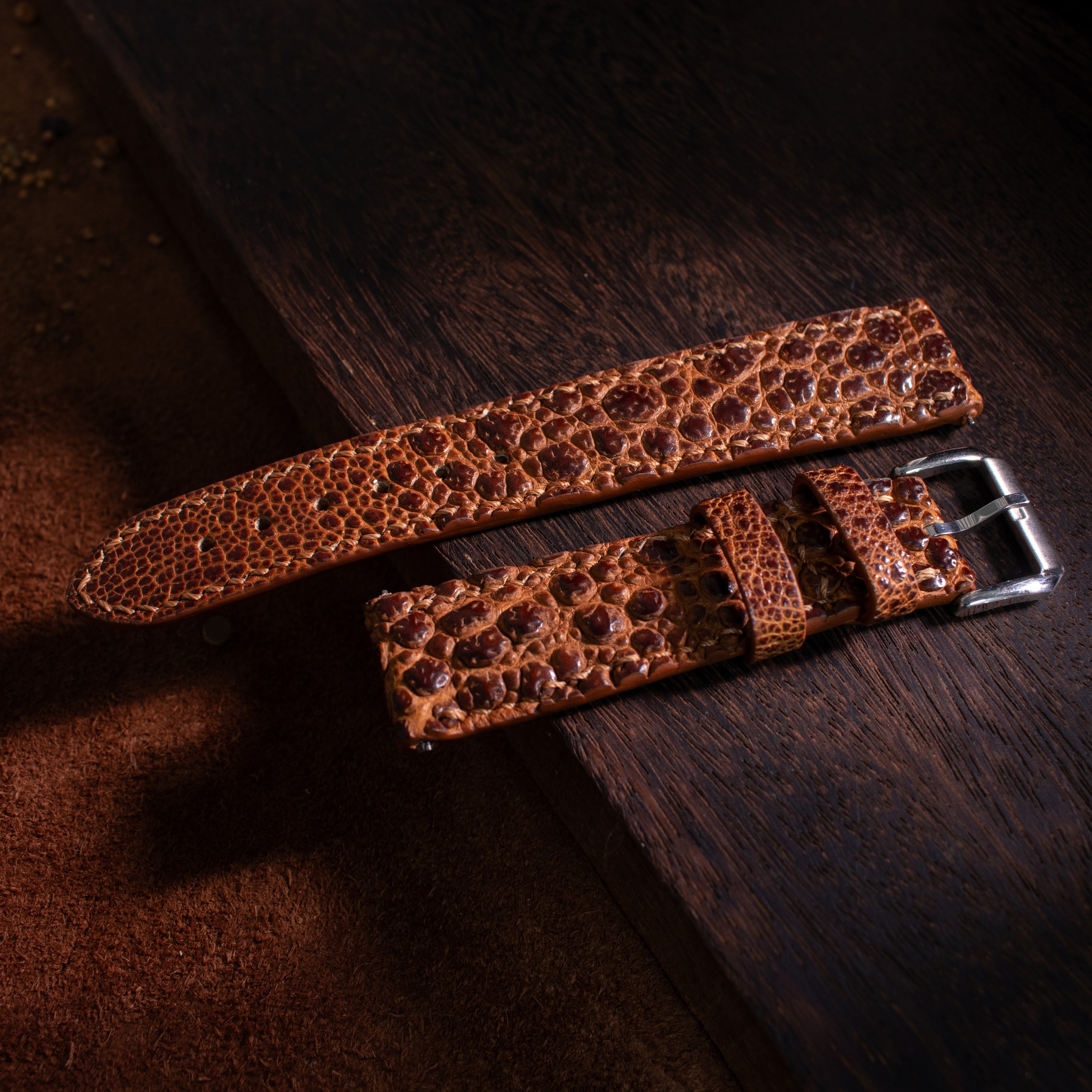 Coffe Brown Toad Leather Watch Strap