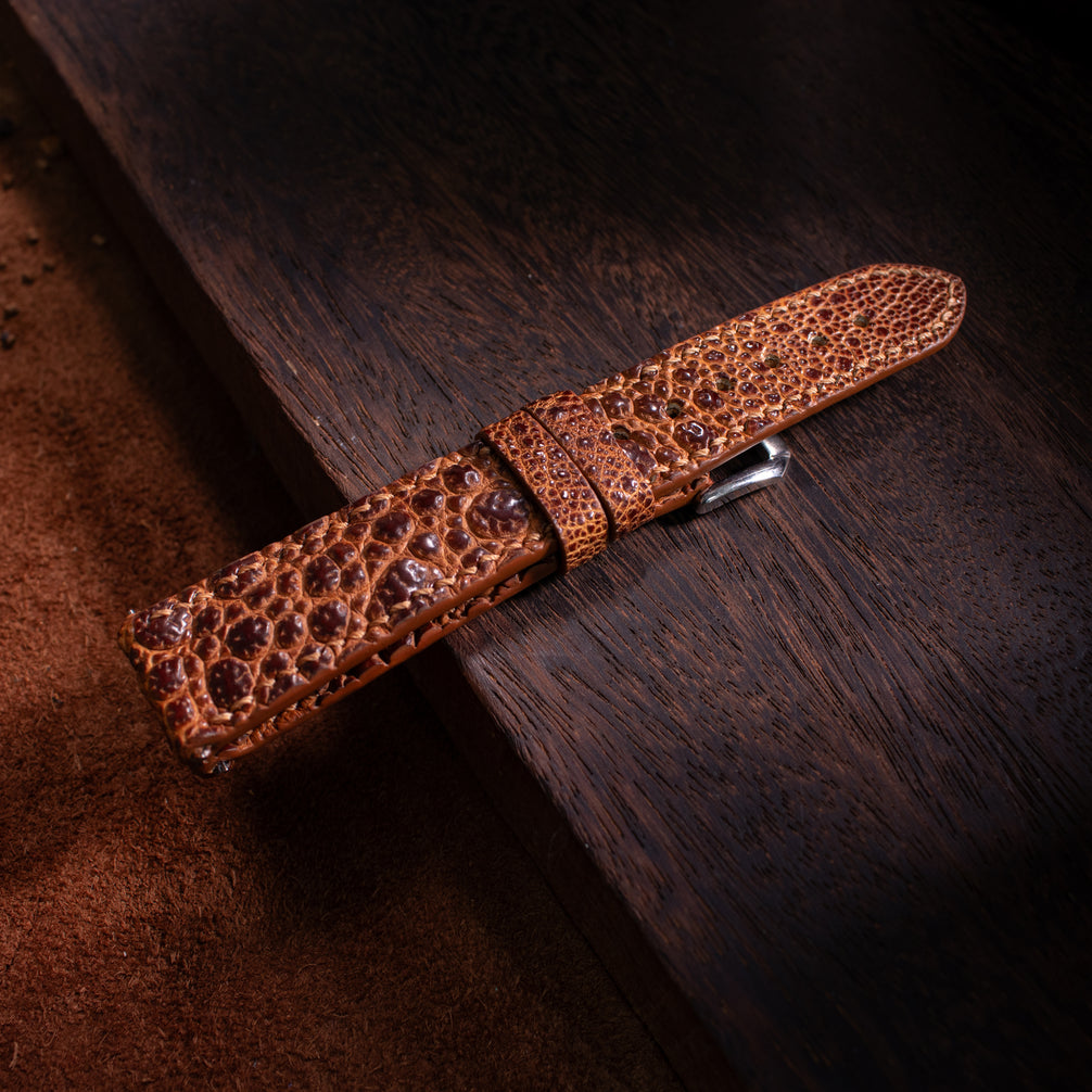 Coffe Brown Toad Leather Watch Strap