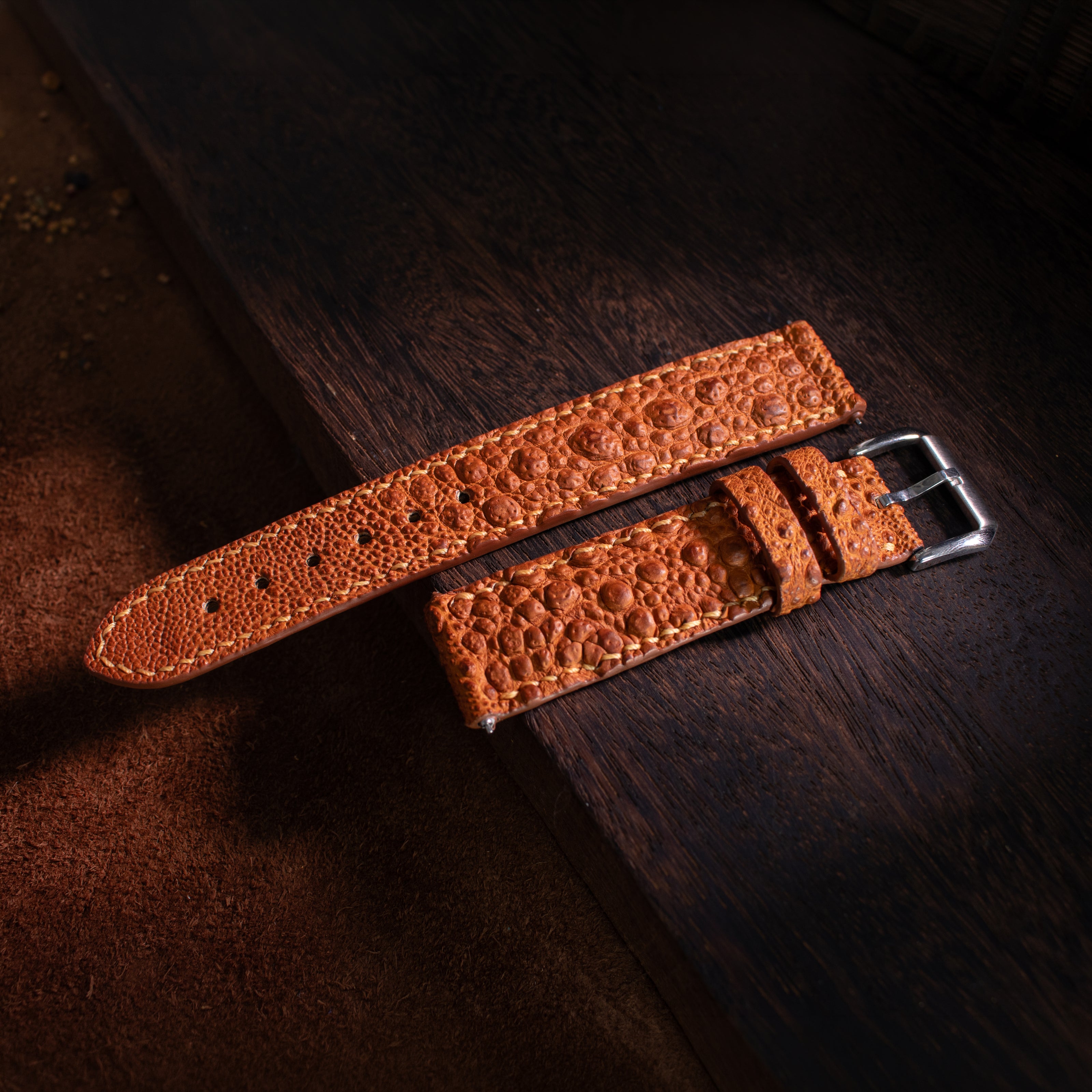 Cognac Brown Toad Leather Watch Strap