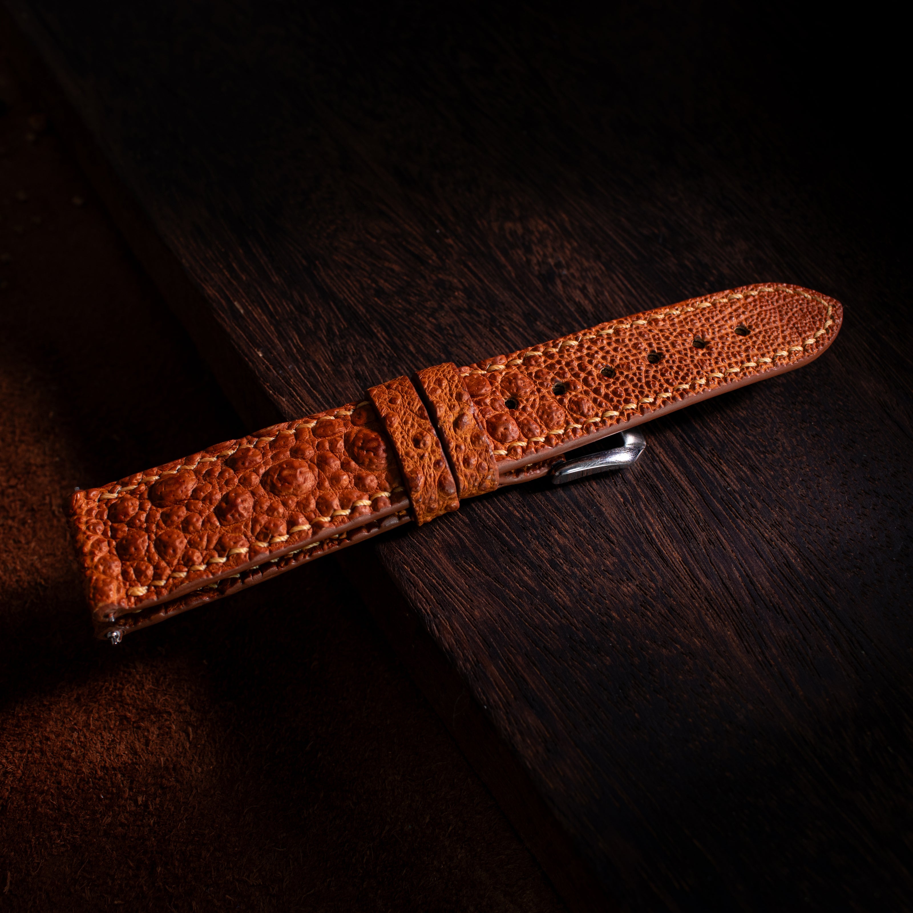 Cognac Brown Toad Leather Watch Strap