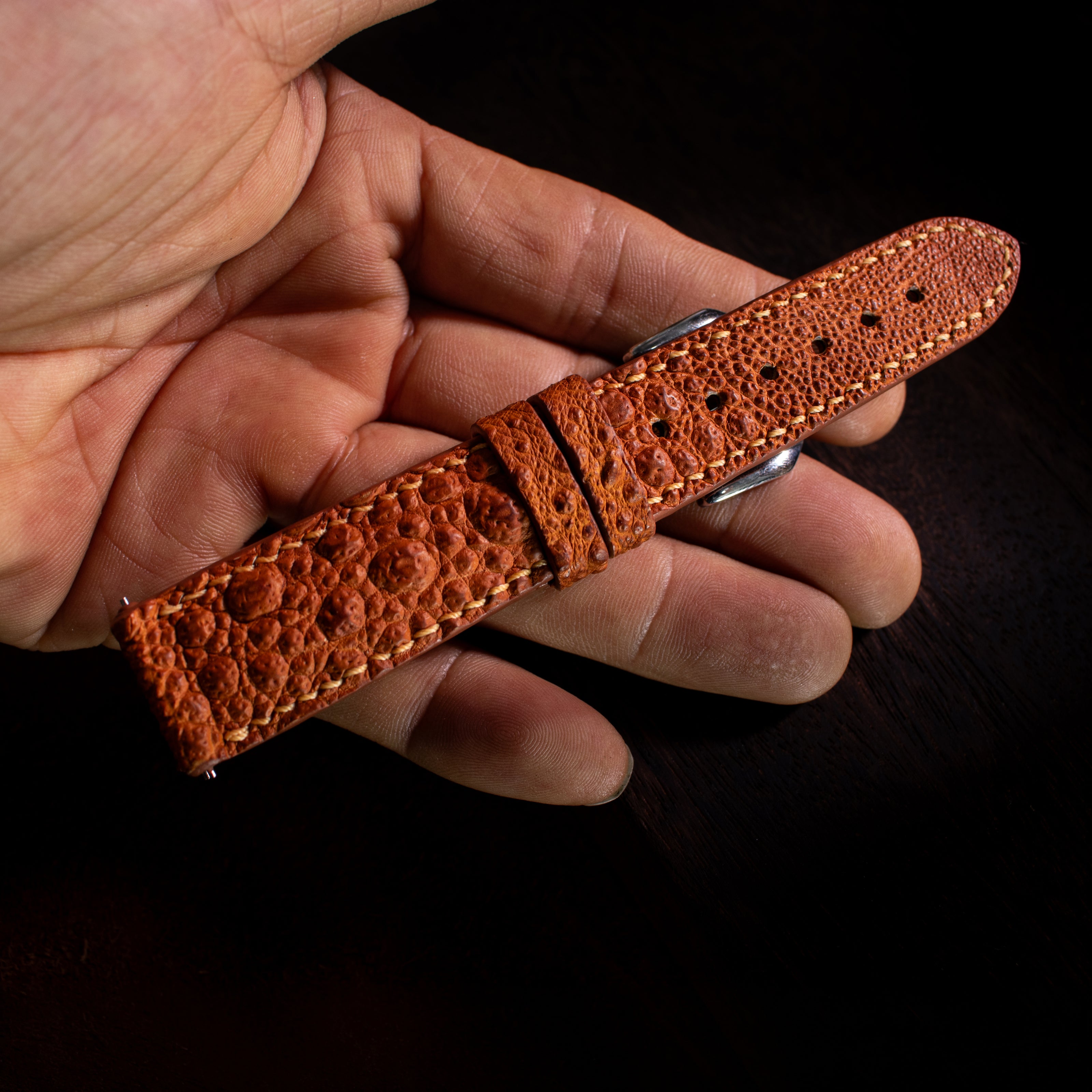 Cognac Brown Toad Leather Watch Strap