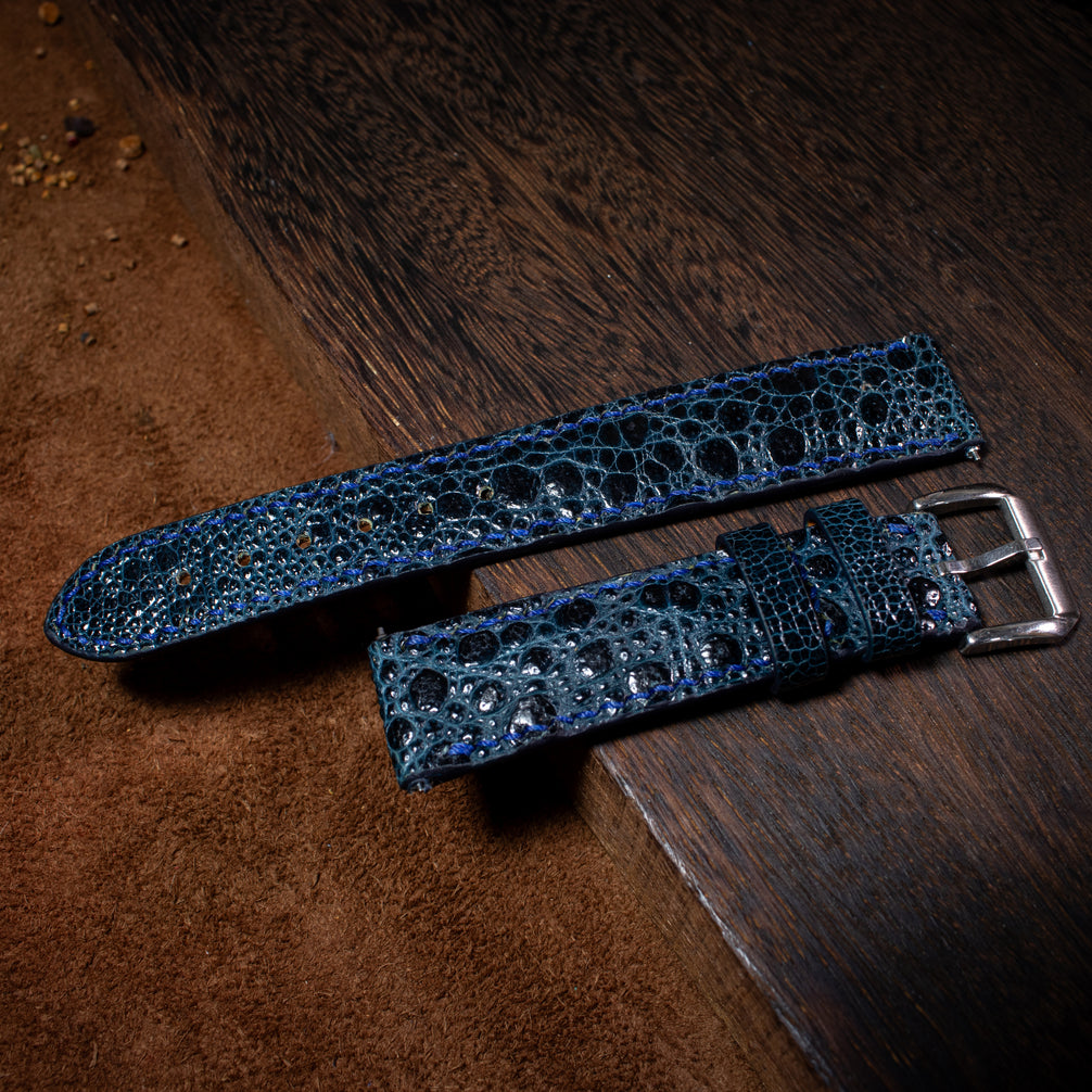 Navy Blue Toad Leather Watch Strap