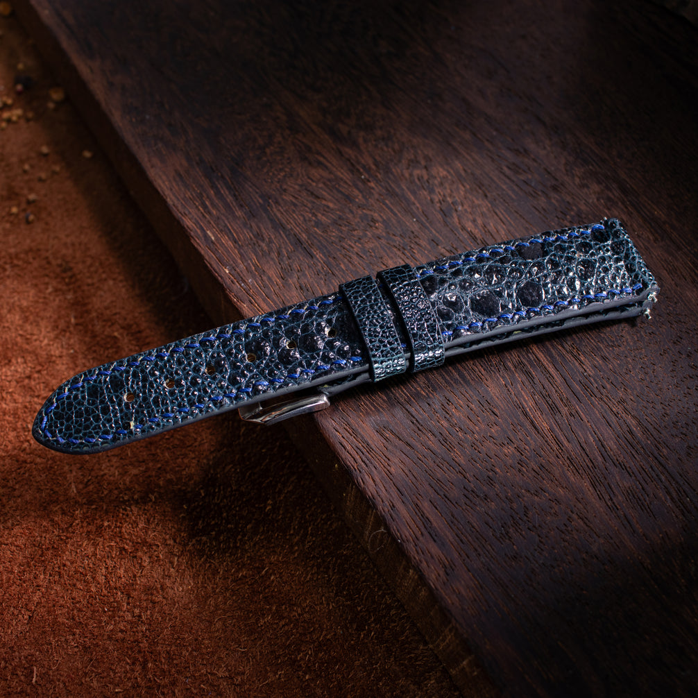 Navy Blue Toad Leather Watch Strap