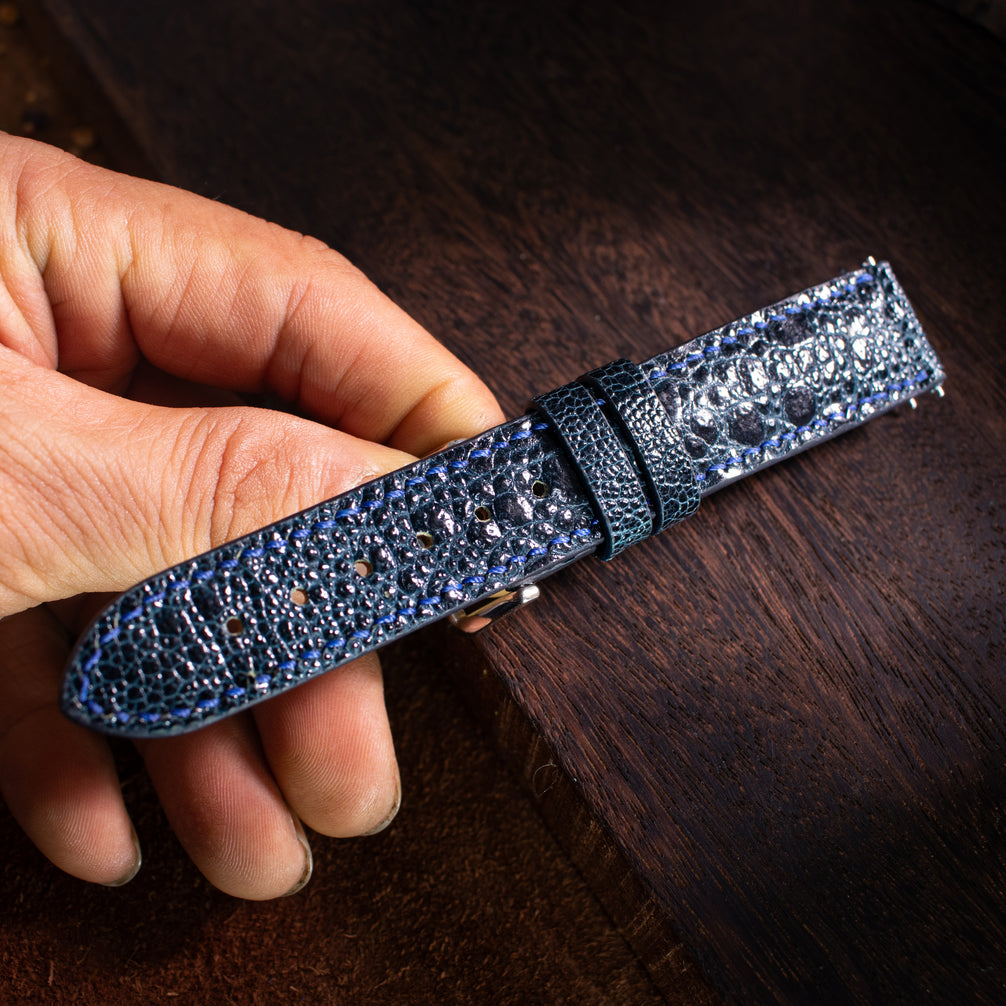Navy Blue Toad Leather Watch Strap
