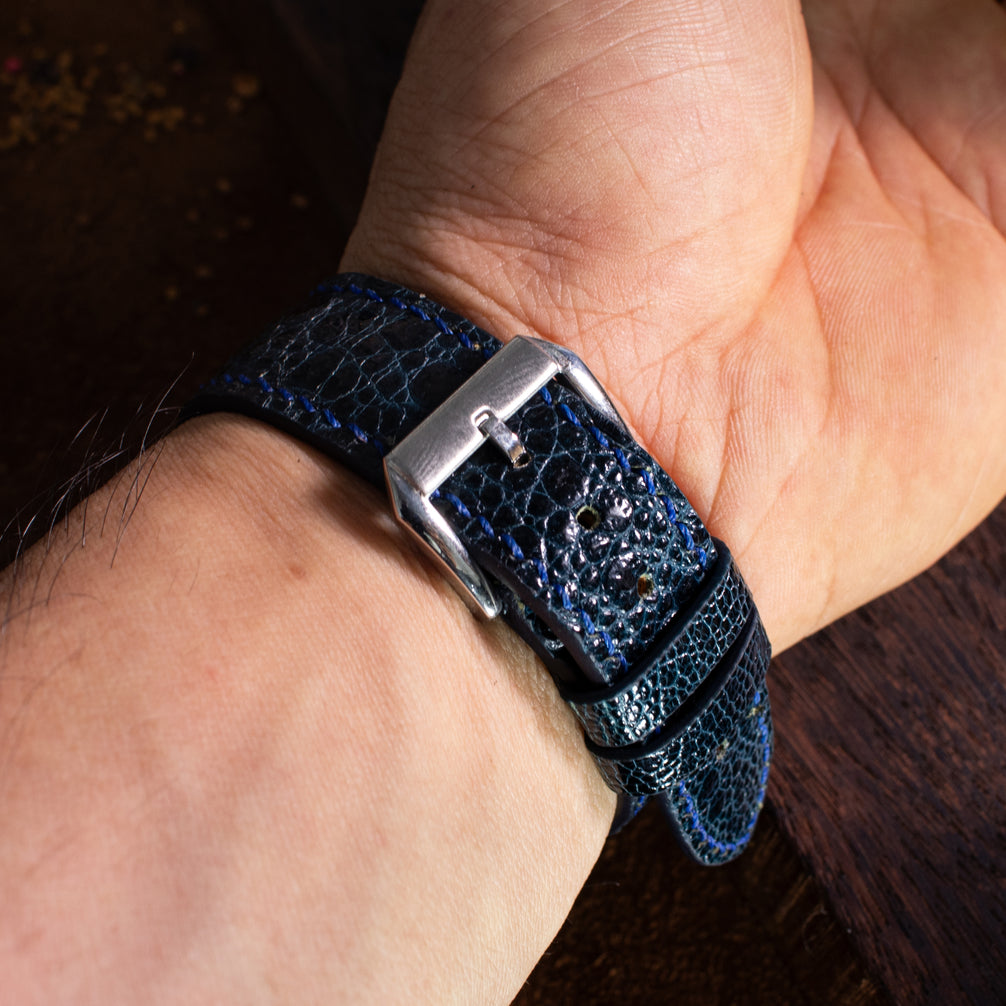 Navy Blue Toad Leather Watch Strap