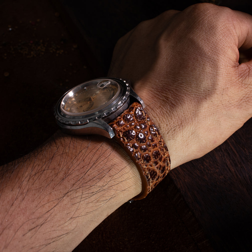 Coffe Brown Toad Leather Watch Strap