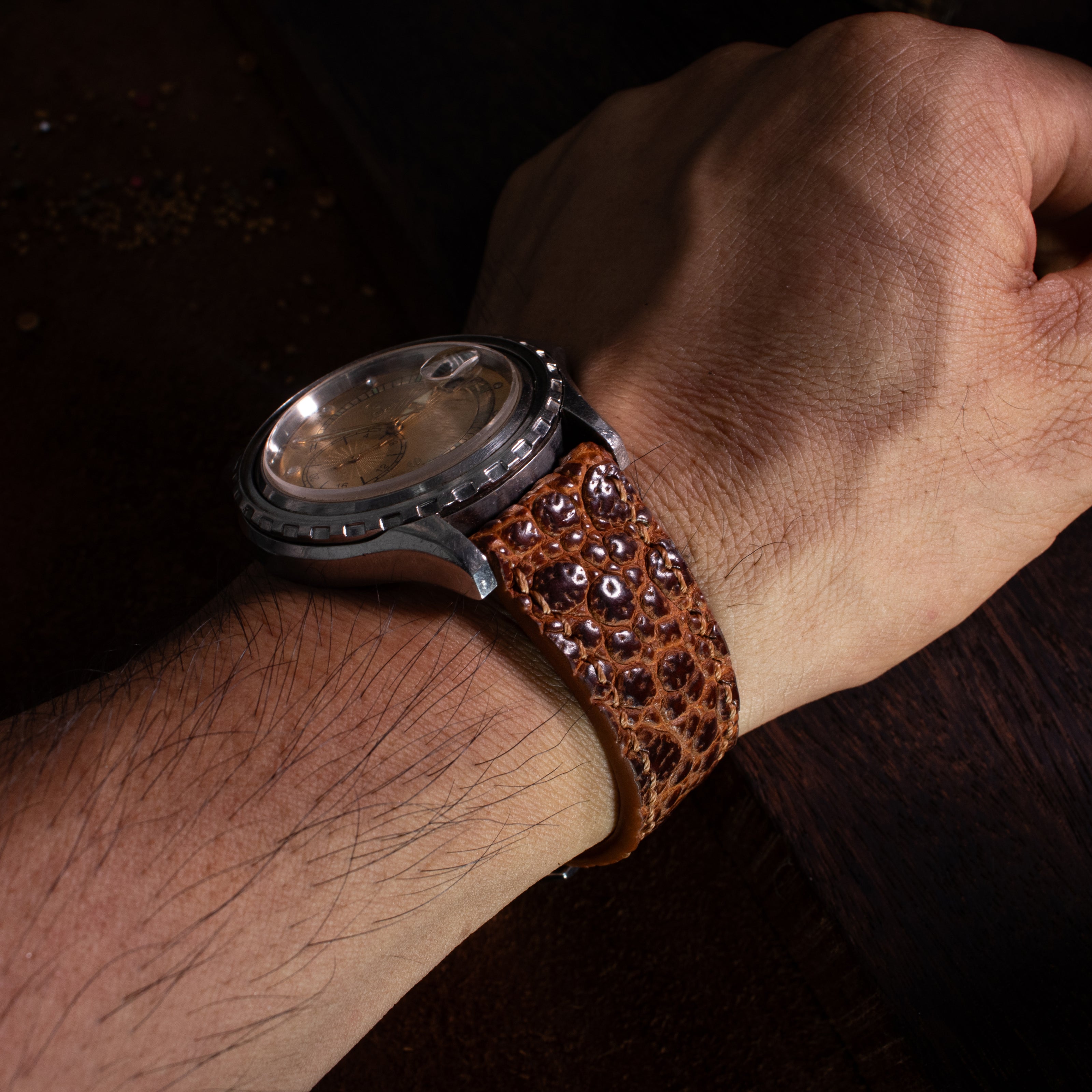 Coffe Brown Toad Leather Watch Strap