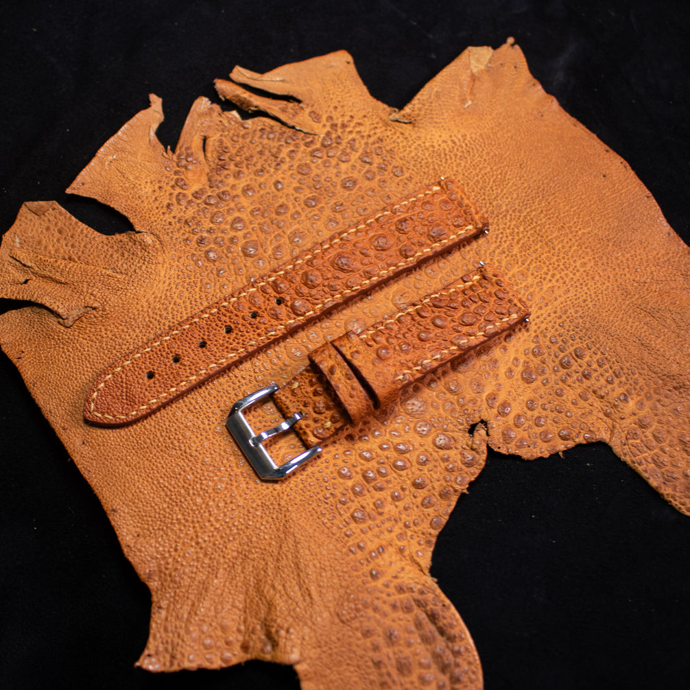 Cognac Brown Toad Leather Watch Strap