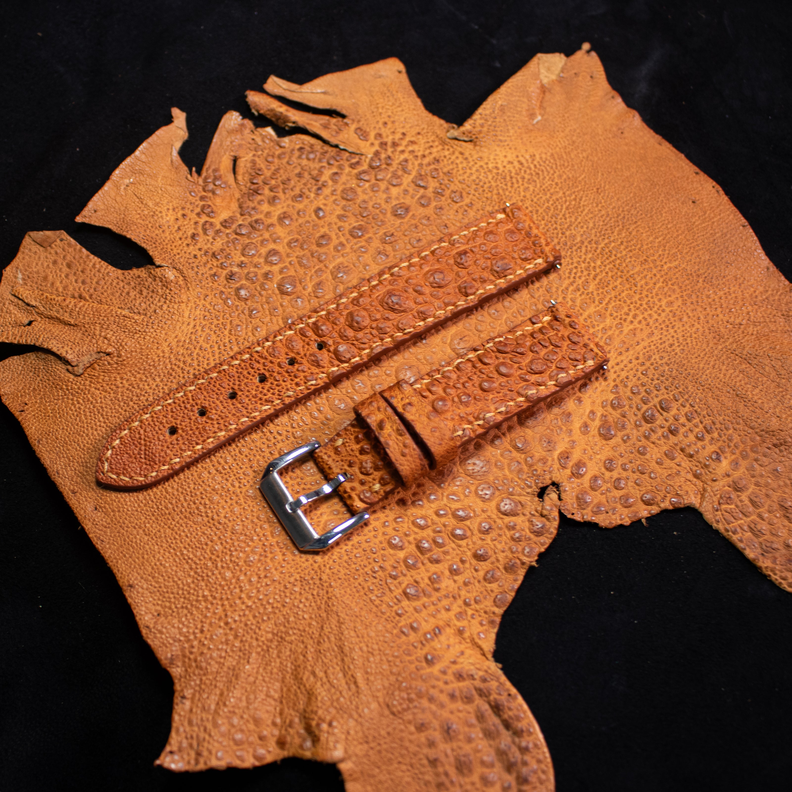 Cognac Brown Toad Leather Watch Strap