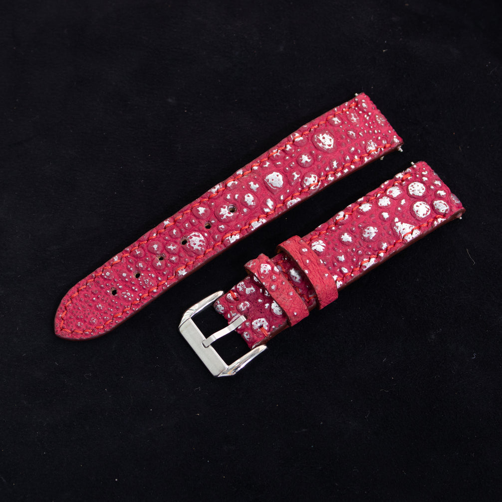 Silver Quill Ruby Toad Leather Watch Strap