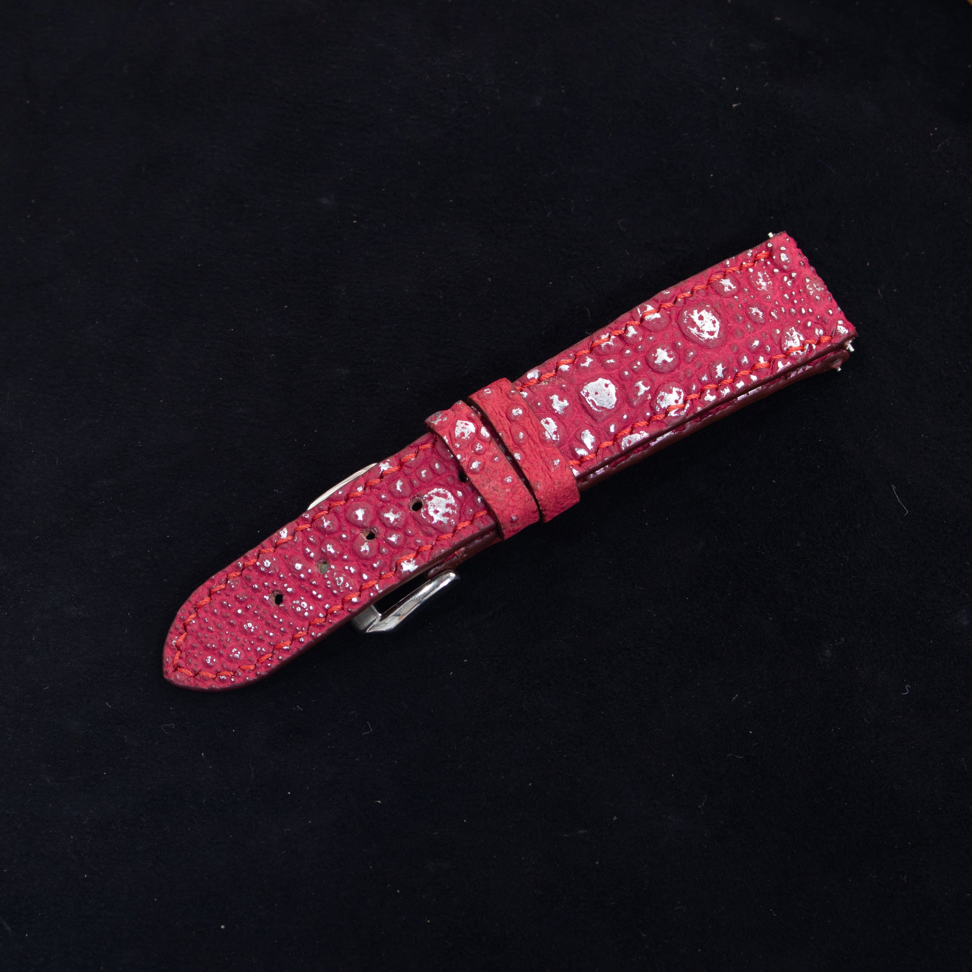 Silver Quill Ruby Toad Leather Watch Strap