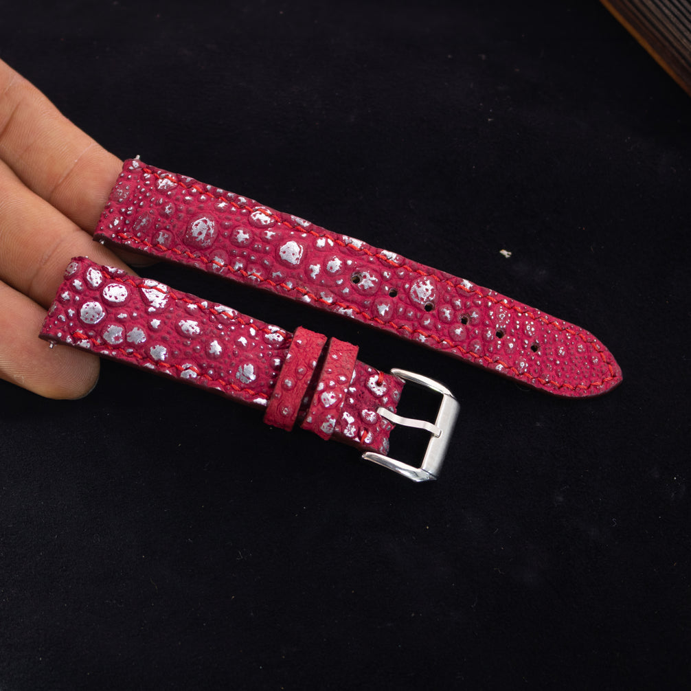 Silver Quill Ruby Toad Leather Watch Strap