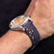 Gold Quill Navy Blue Toad Leather Watch Strap
