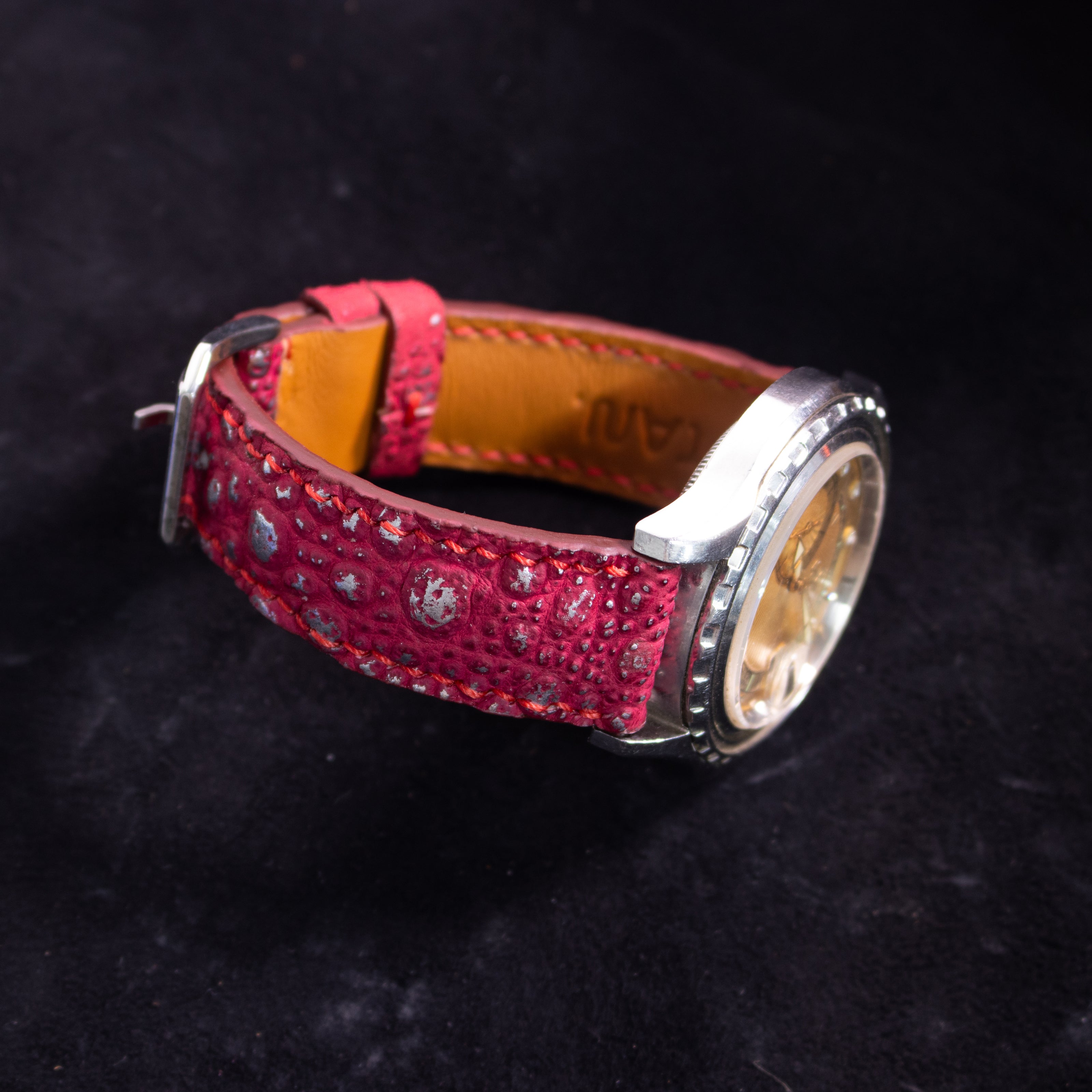 Silver Quill Ruby Toad Leather Watch Strap