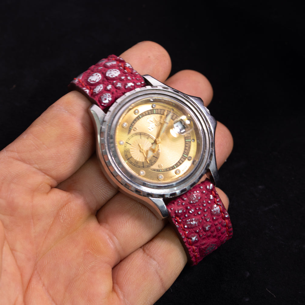 Silver Quill Ruby Toad Leather Watch Strap