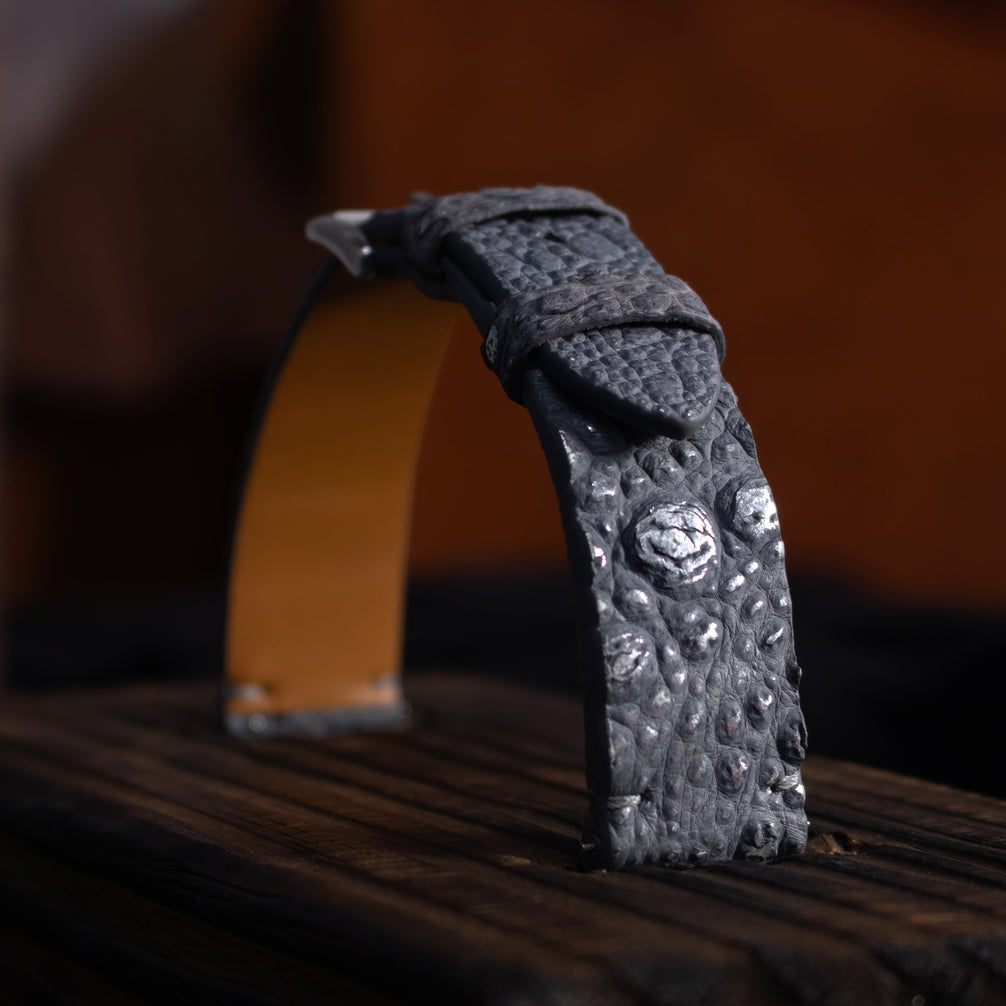 Silver Quill Gray Toad Leather Stitchless Strap