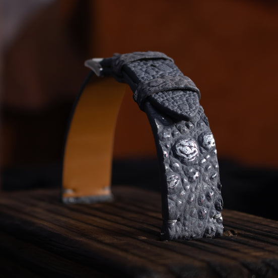Silver Quill Gray Toad Leather Stitchless Strap