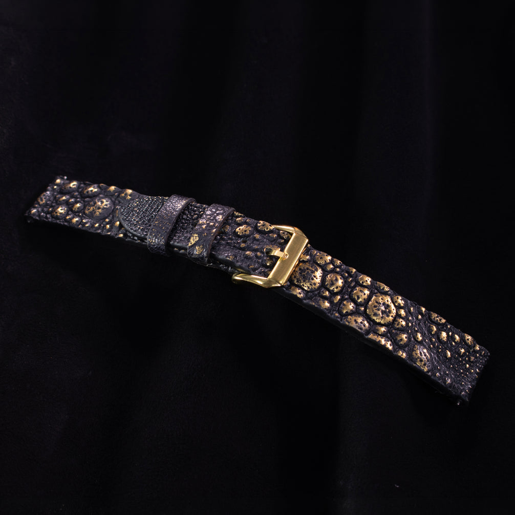 Gold Quill Black Toad Leather Stitchless Strap