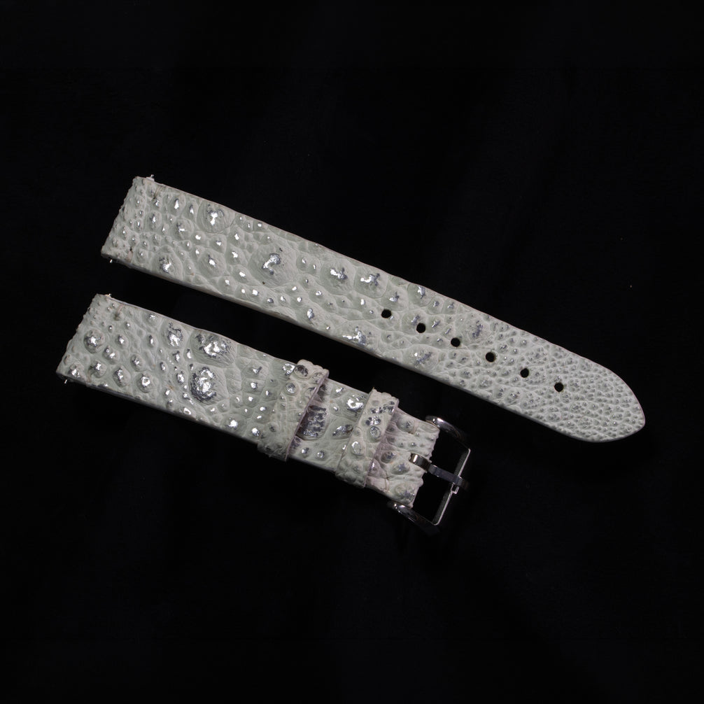 Silver Quill Ivory White Toad Leather Stitchless Strap