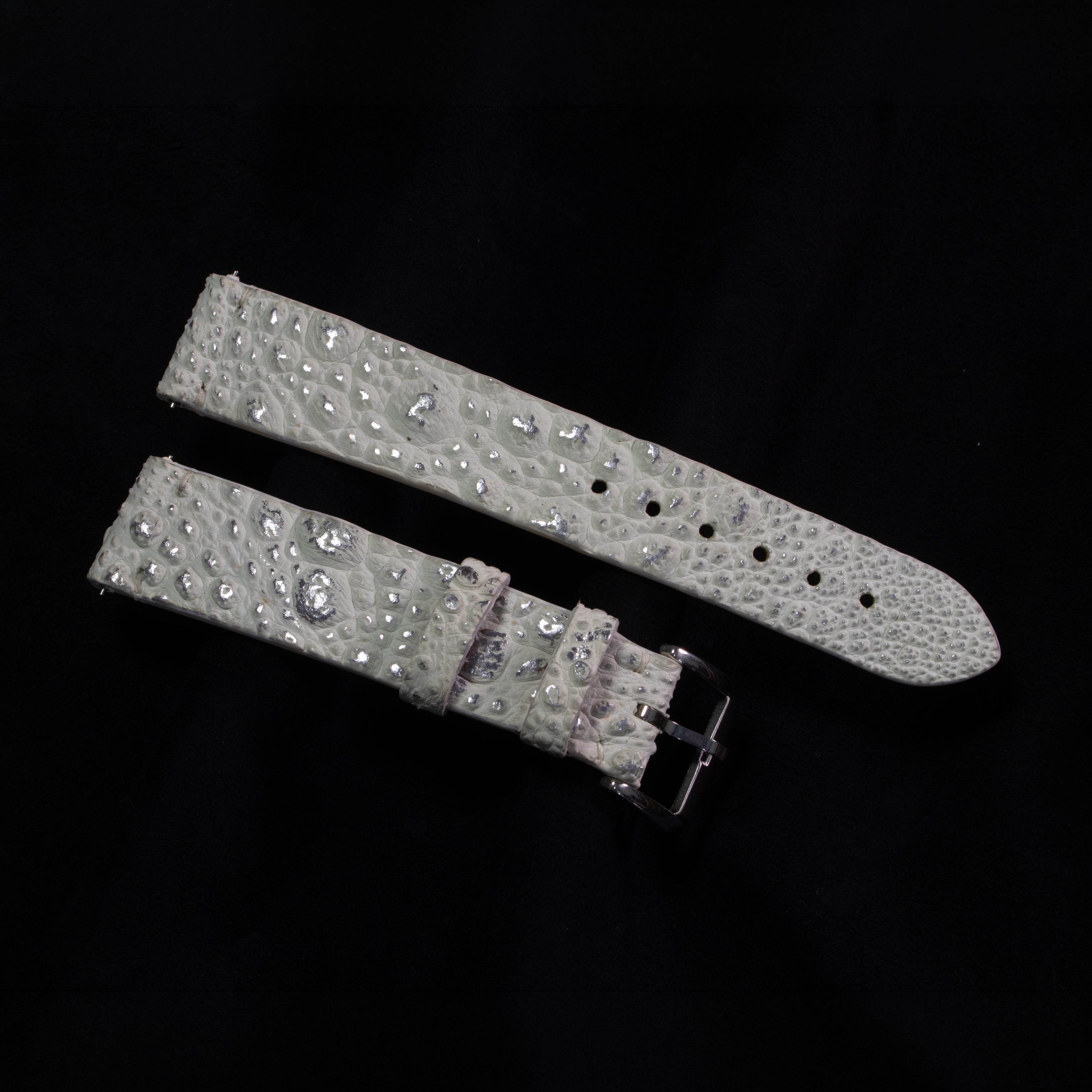 Silver Quill Ivory White Toad Leather Stitchless Strap