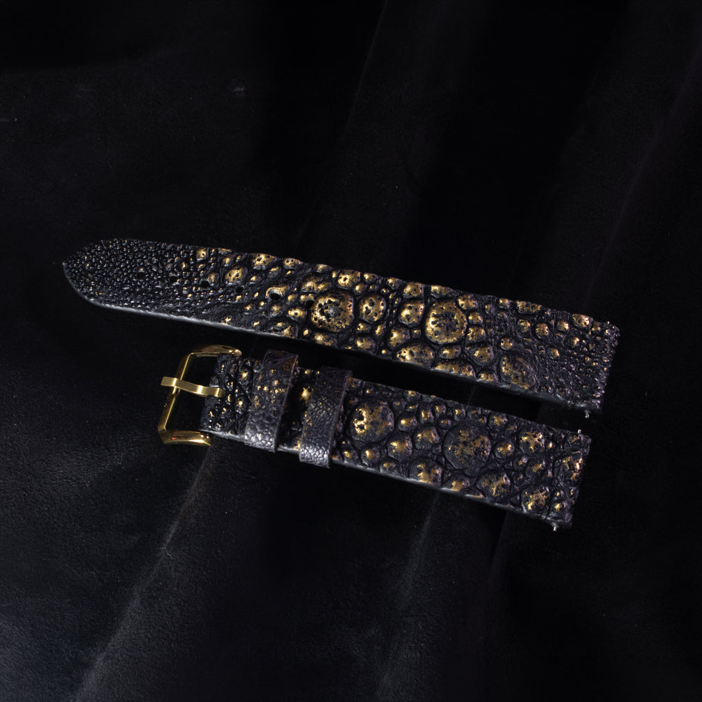 Gold Quill Black Toad Leather Stitchless Strap