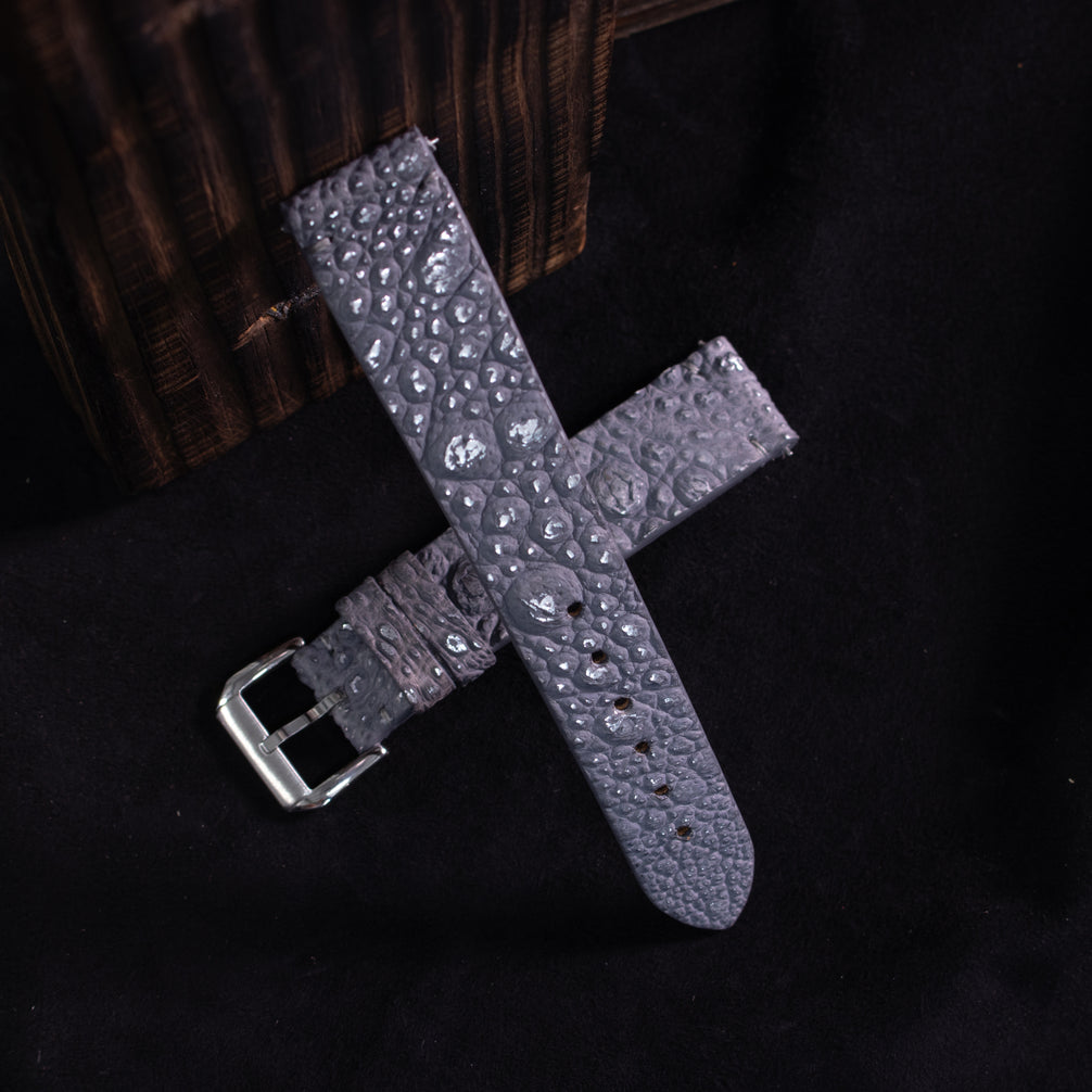 Silver Quill Gray Toad Leather Stitchless Strap
