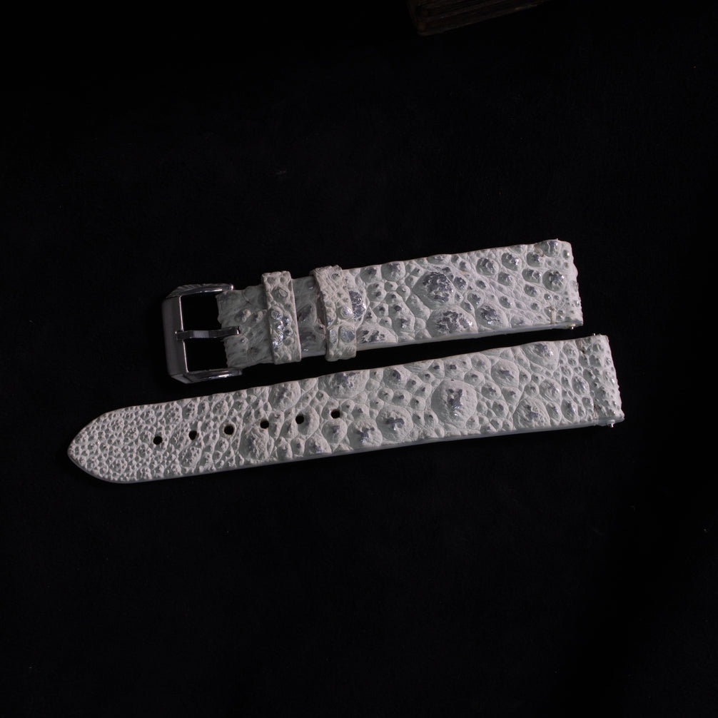 Silver Quill Ivory White Toad Leather Stitchless Strap