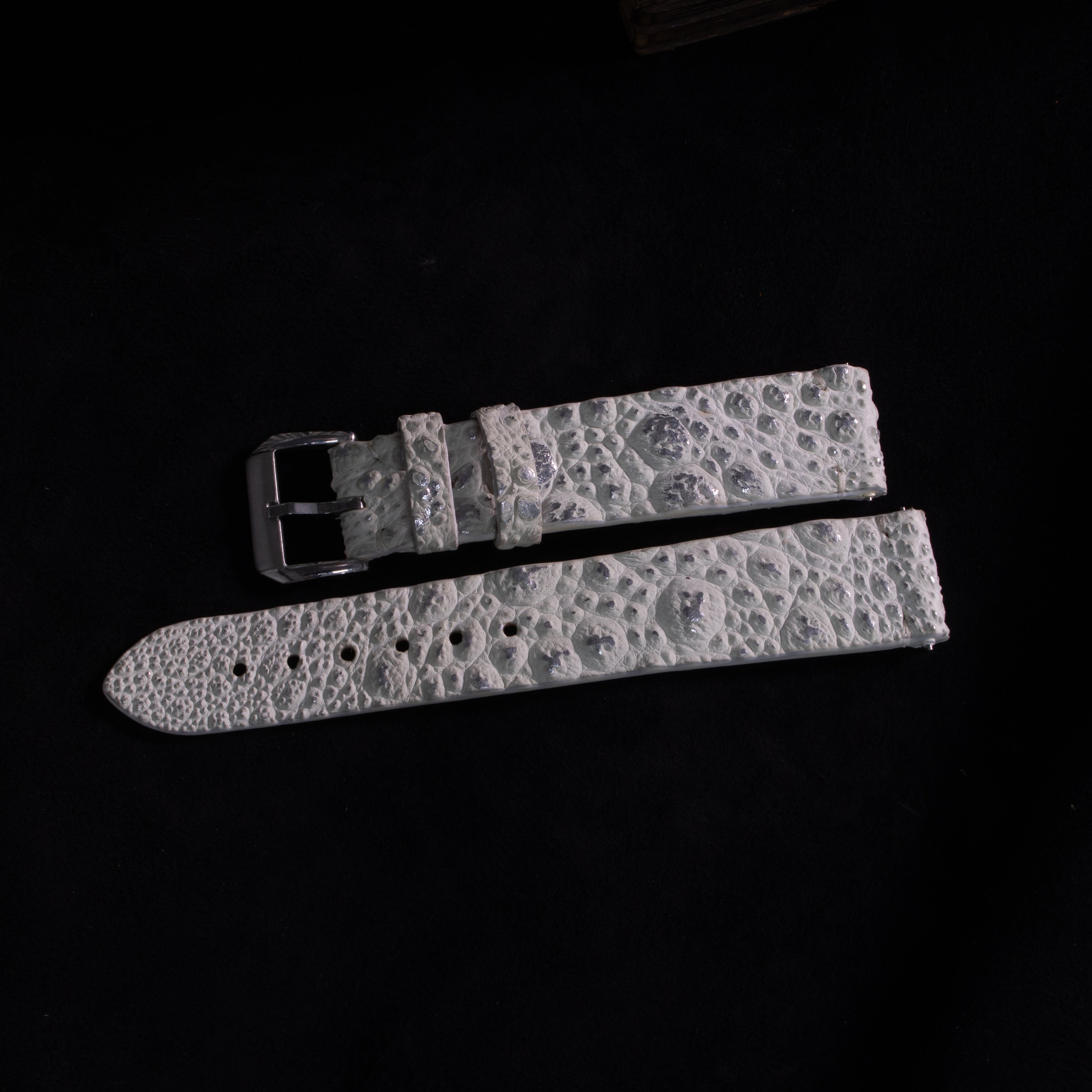 Silver Quill Ivory White Toad Leather Stitchless Strap