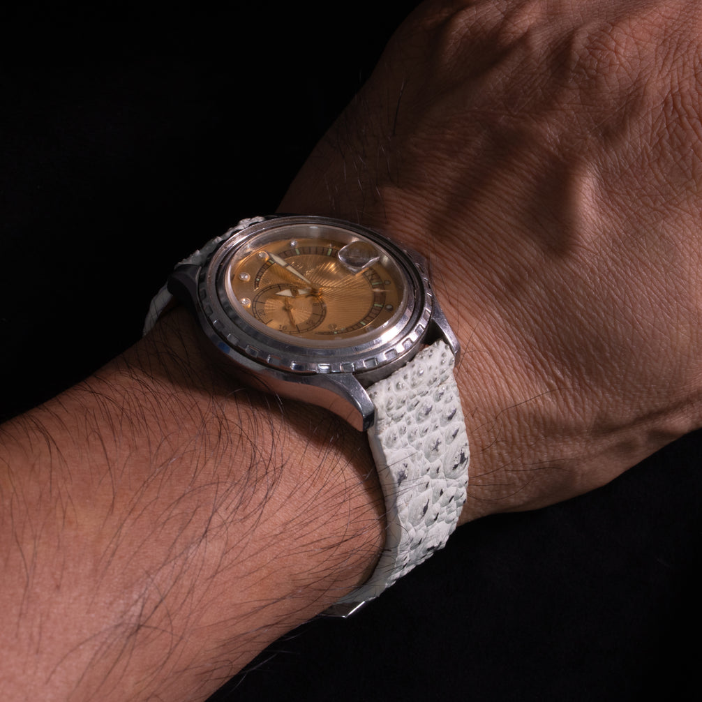 Silver Quill Ivory White Toad Leather Stitchless Strap
