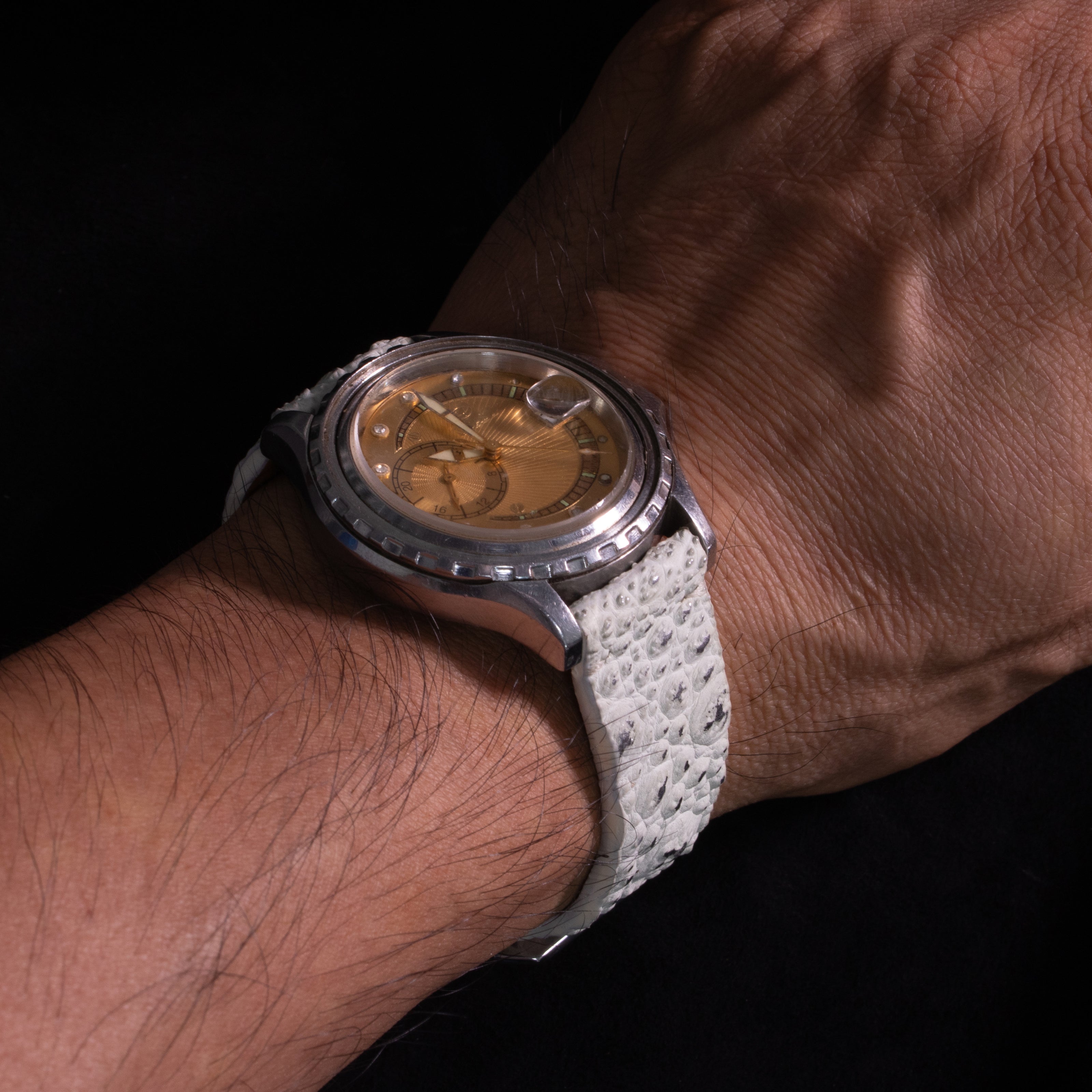 Silver Quill Ivory White Toad Leather Stitchless Strap