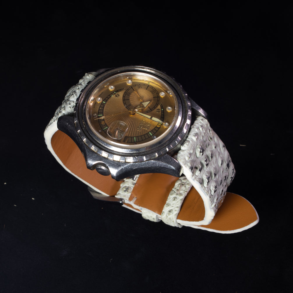 Silver Quill Ivory White Toad Leather Stitchless Strap