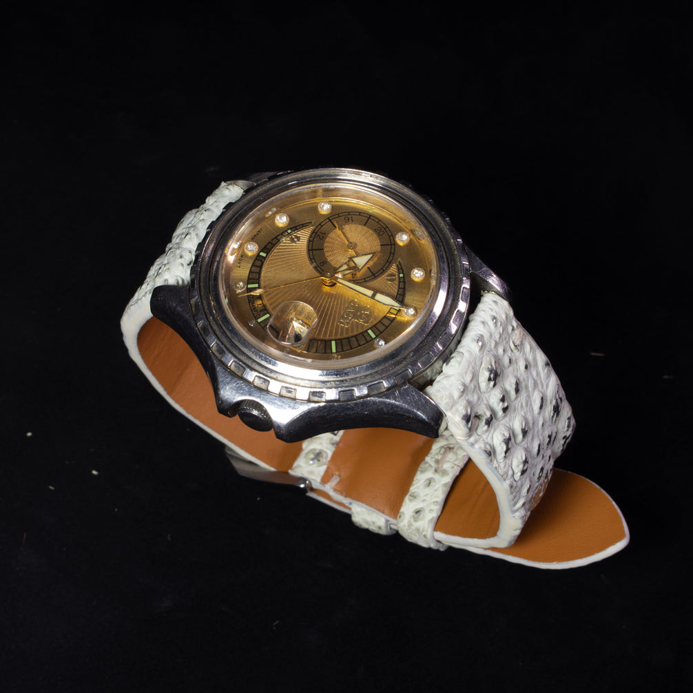 Silver Quill Ivory White Toad Leather Stitchless Strap