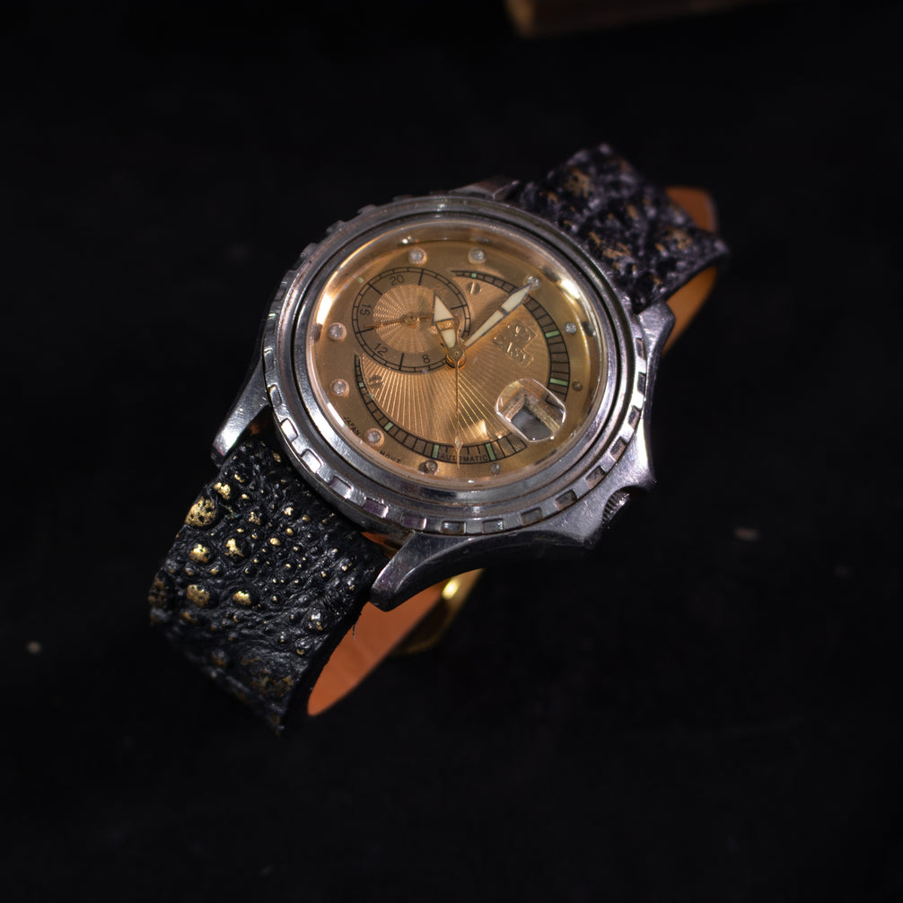 Gold Quill Black Toad Leather Stitchless Strap