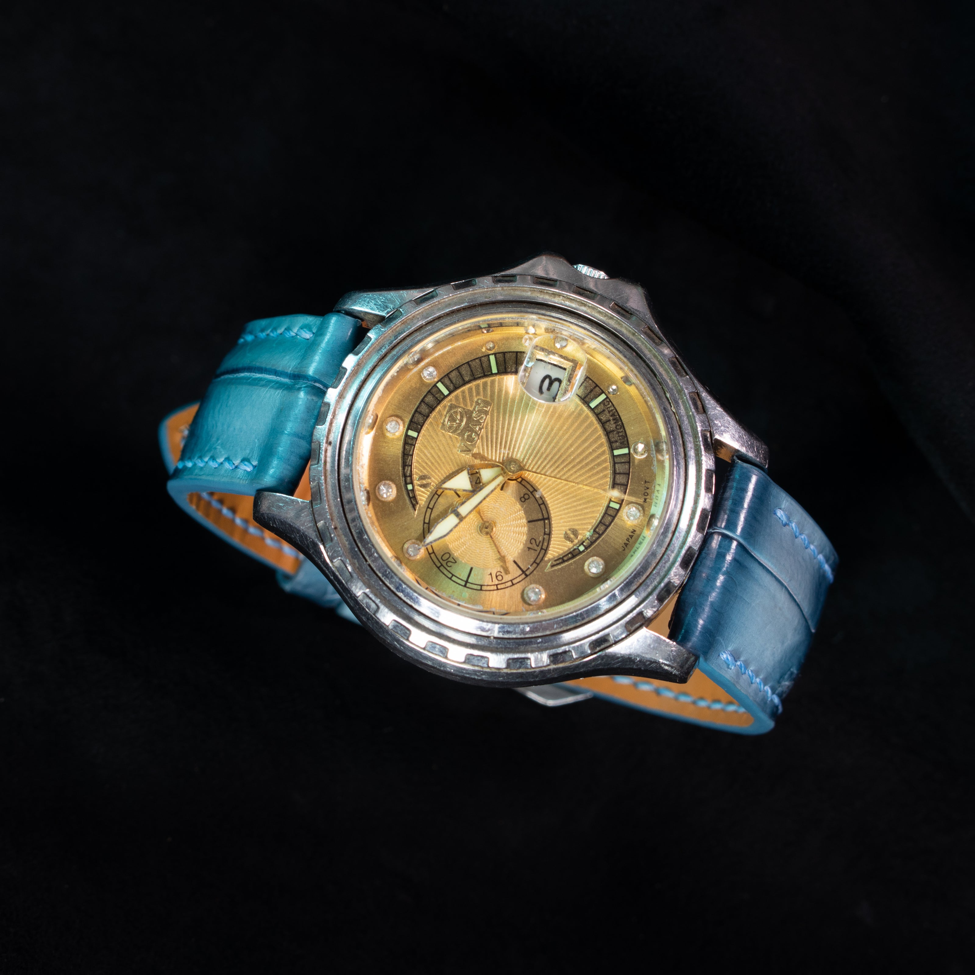 Ice Blue Patina Alligator Watch Strap