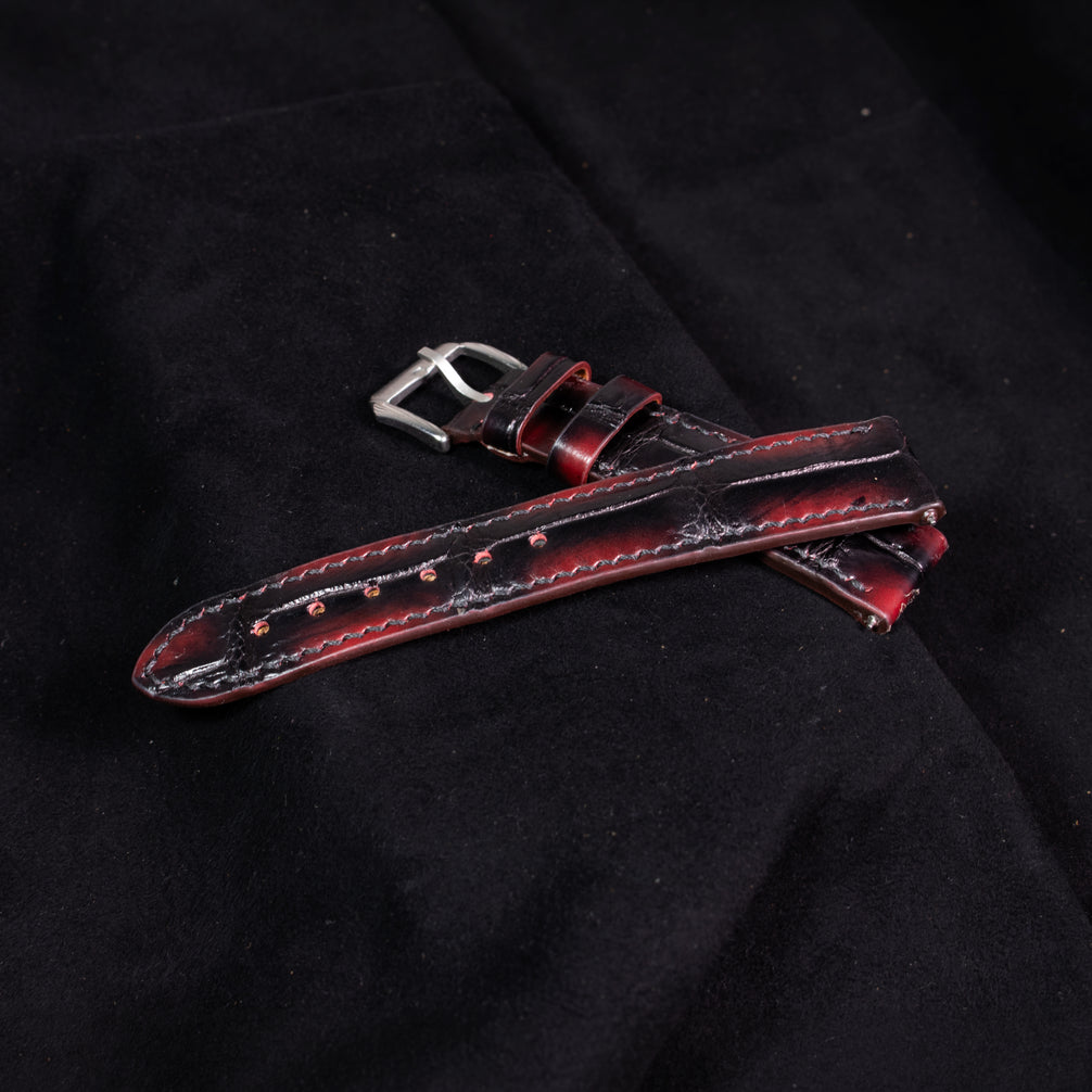 Black Cherry Patina Alligator Watch Strap