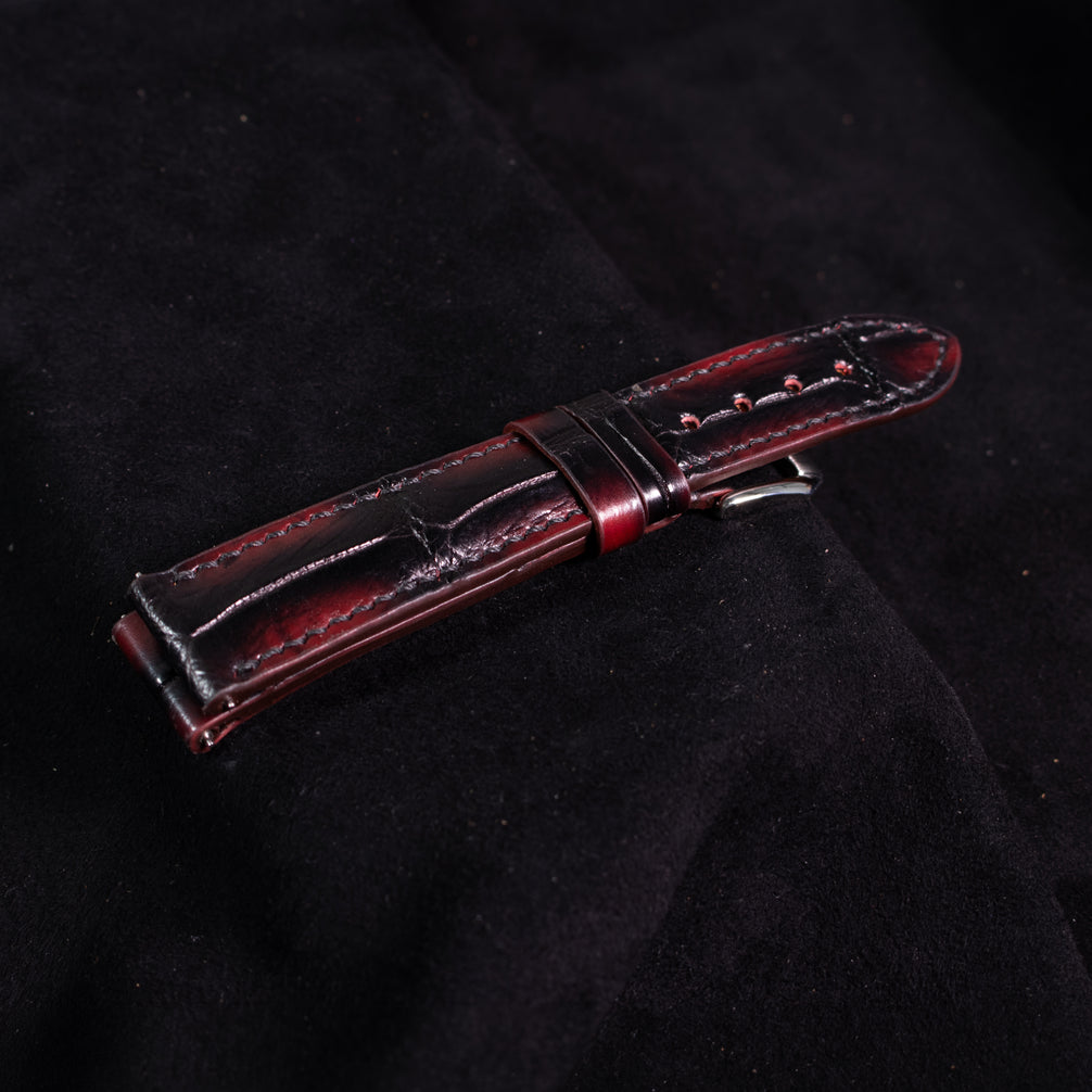 Black Cherry Patina Alligator Watch Strap