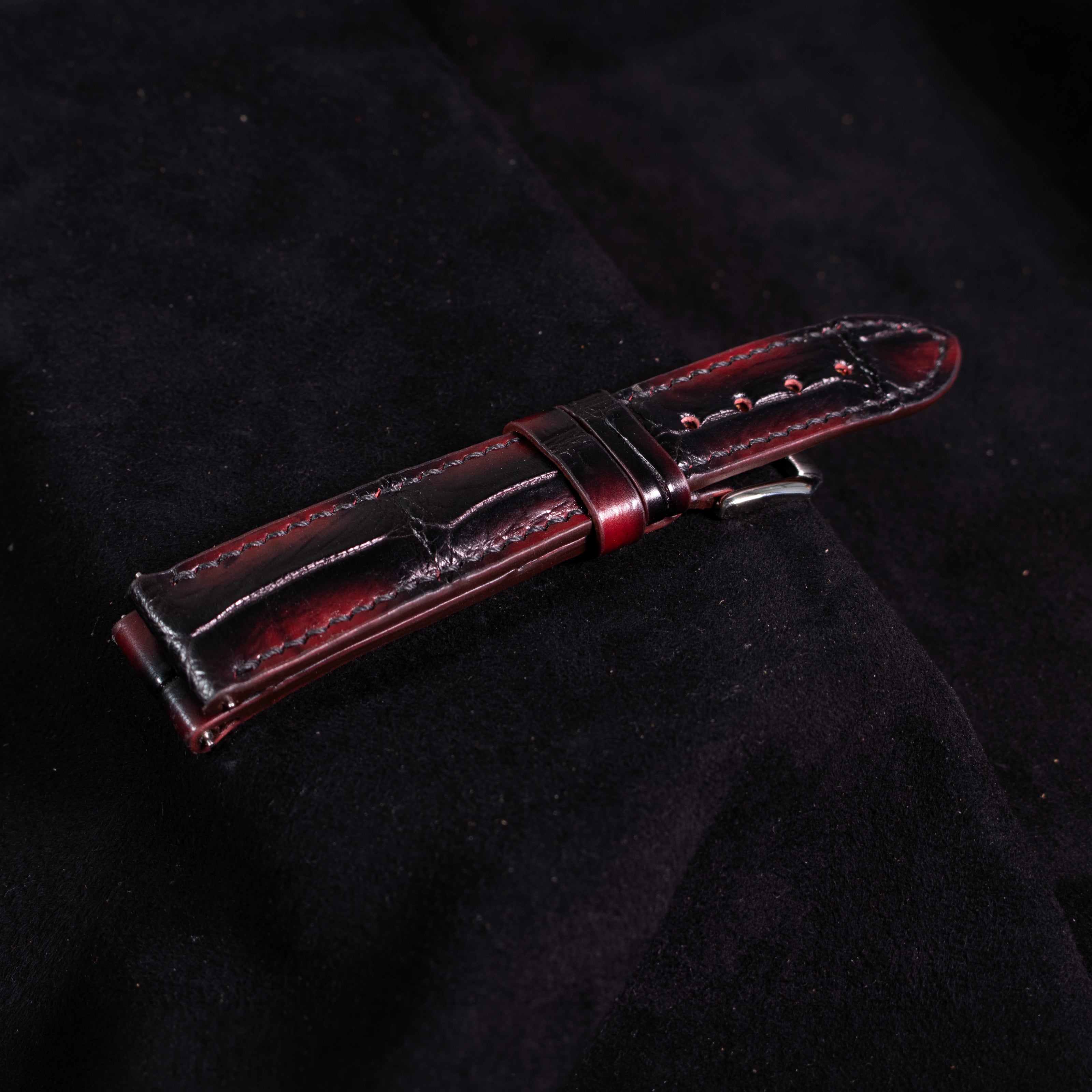 Black Cherry Patina Alligator Watch Strap