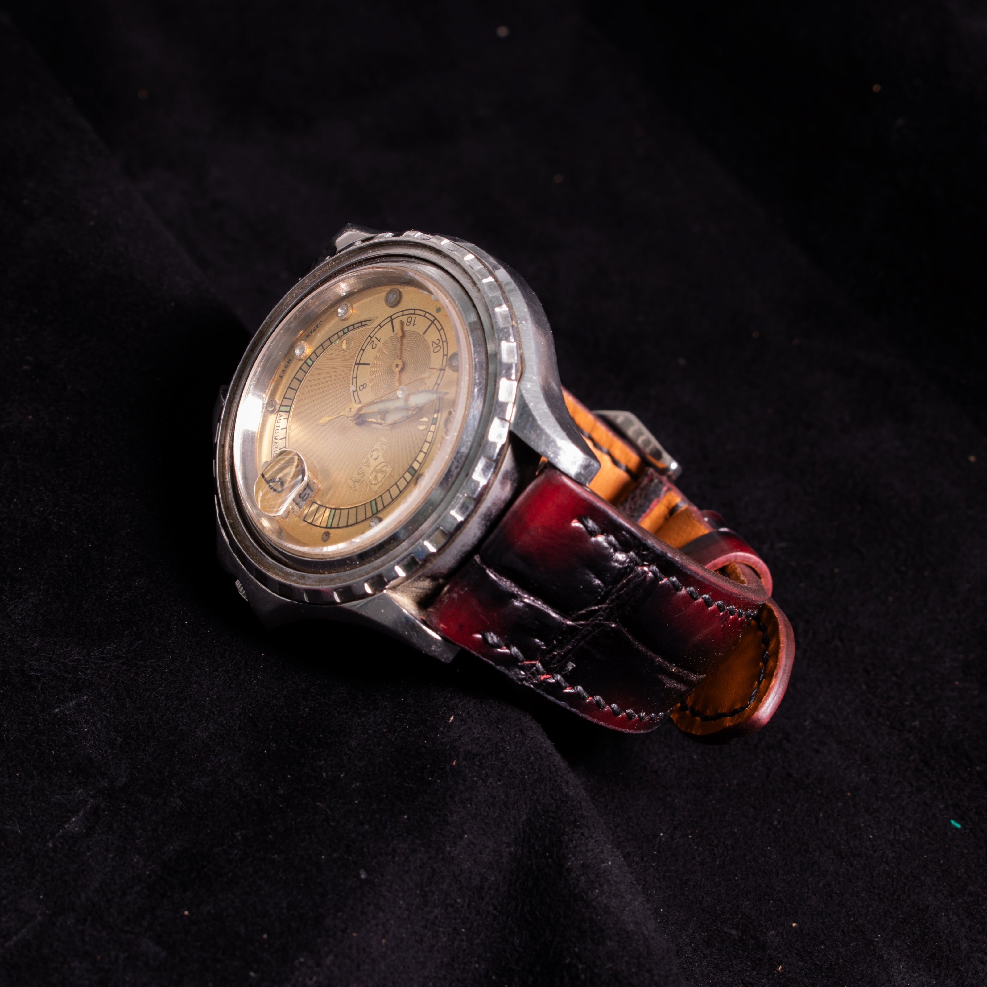 Black Cherry Patina Alligator Watch Strap