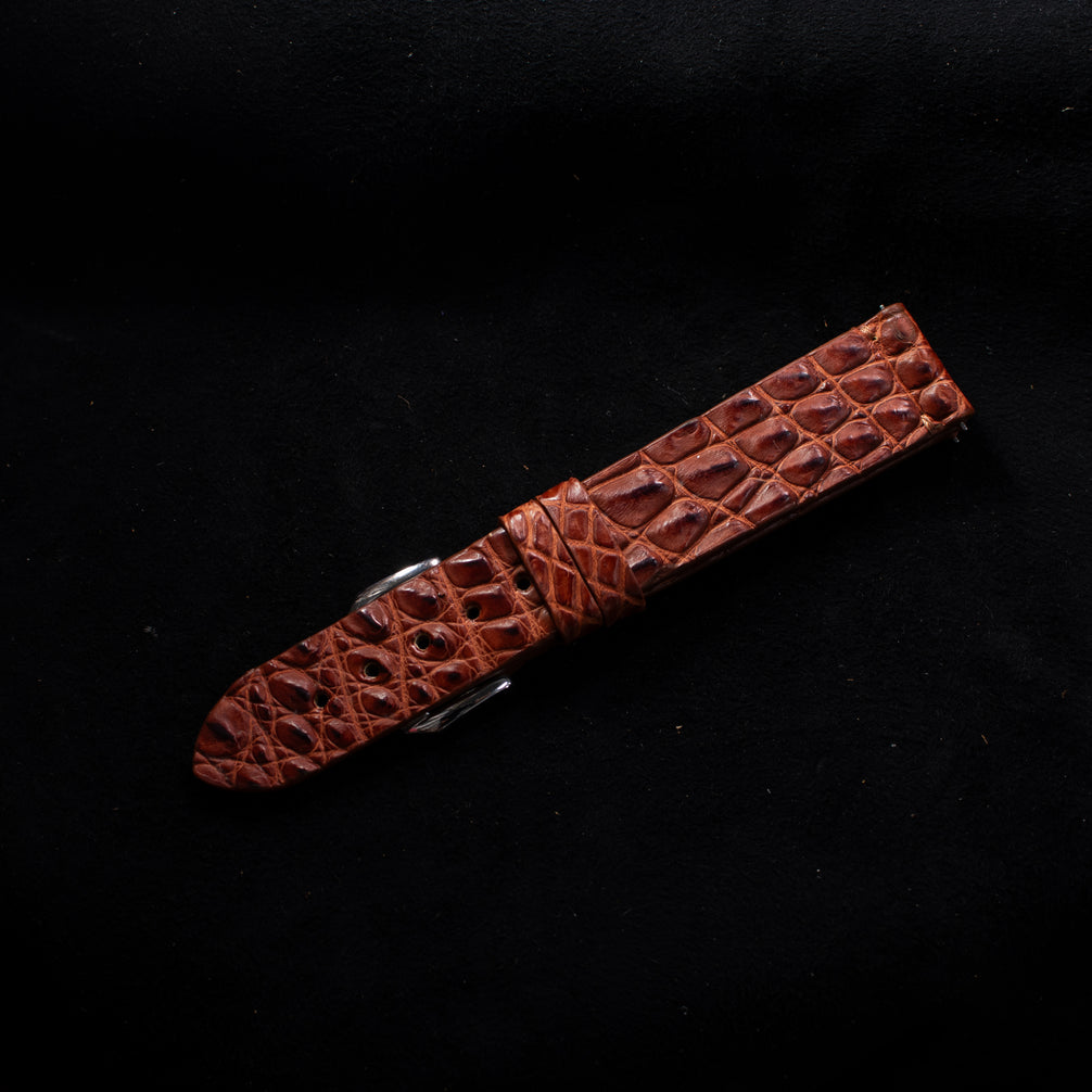 Cognac Brown Alligator Leg Stitchless Strap (Smooth)